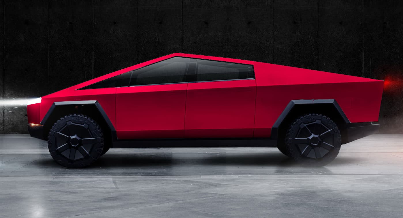Tesla Cybertruck, červená barva