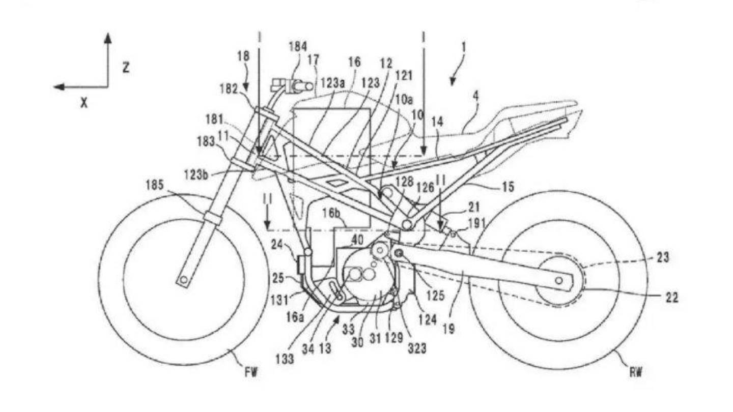 Patentový snímek elektrické Hondy CB125R