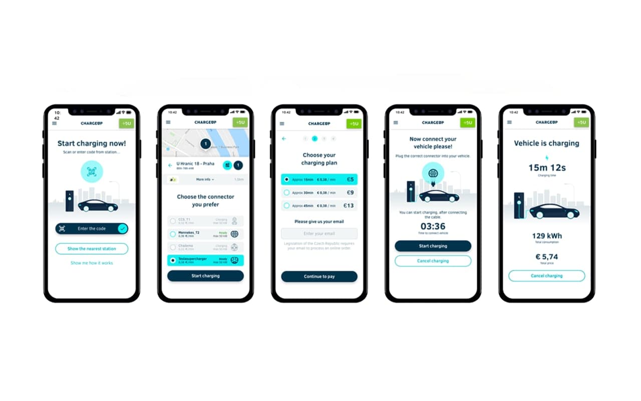 ChargeUp, aplikace v mobilním telefonu