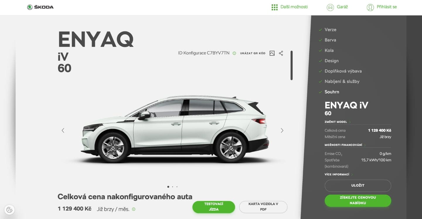 Škoda Enyaq iV, aktuální ceník