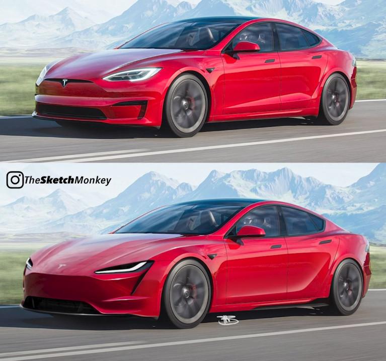 Tesla Model S Plaid s designem Tesly Roadster