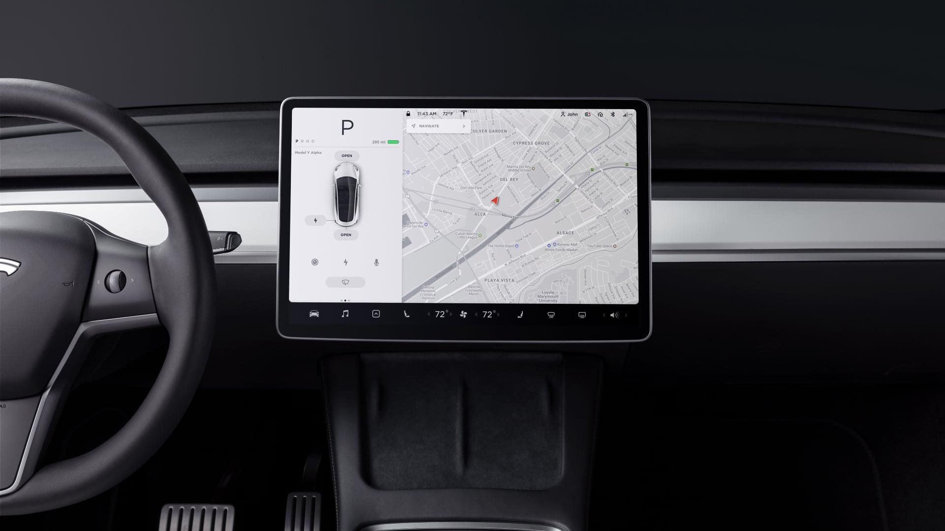 Tesla Model Y infotainment dotykový displej