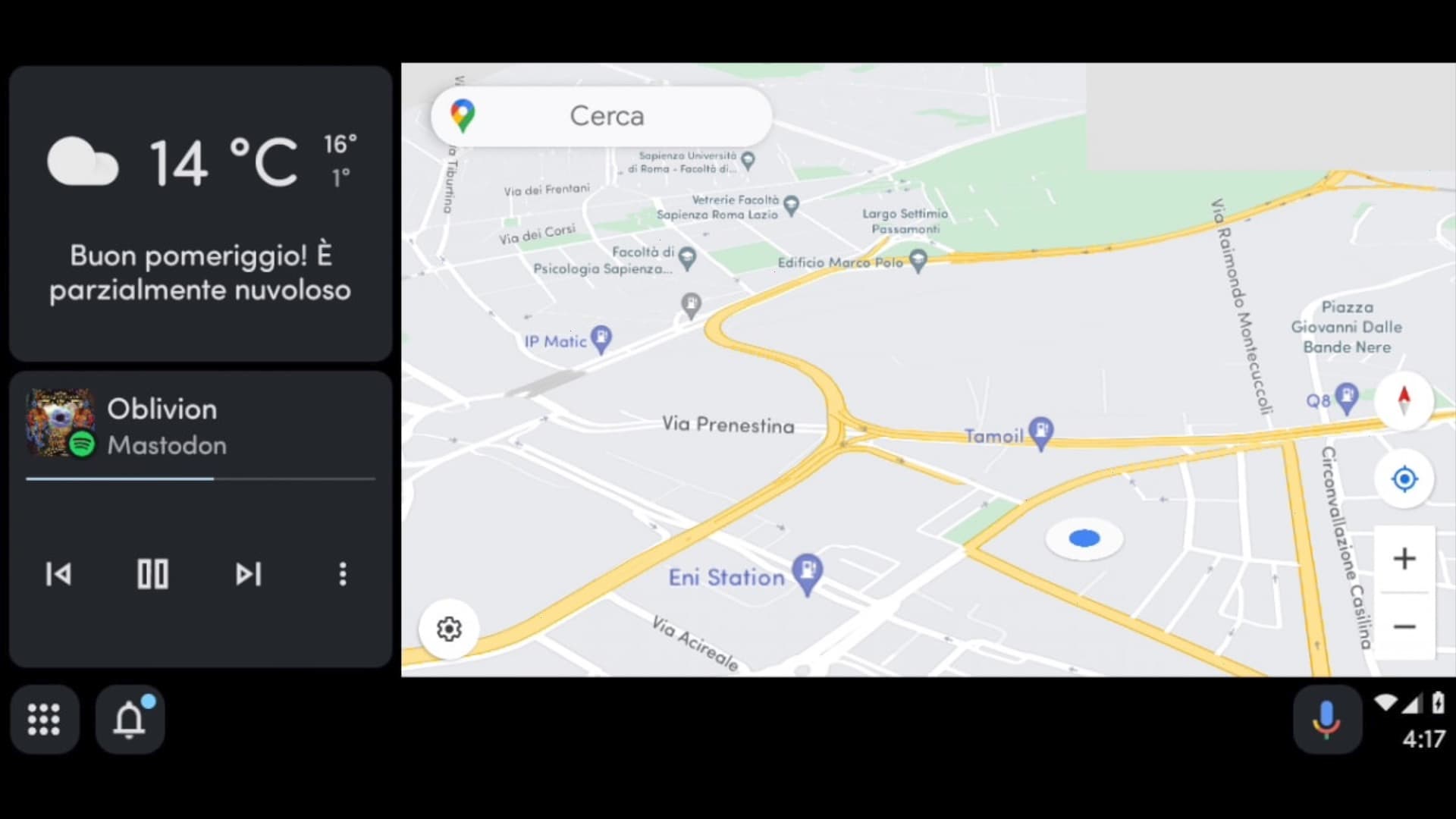 Rozhraní Android Auto v testované verzi Coolwalk