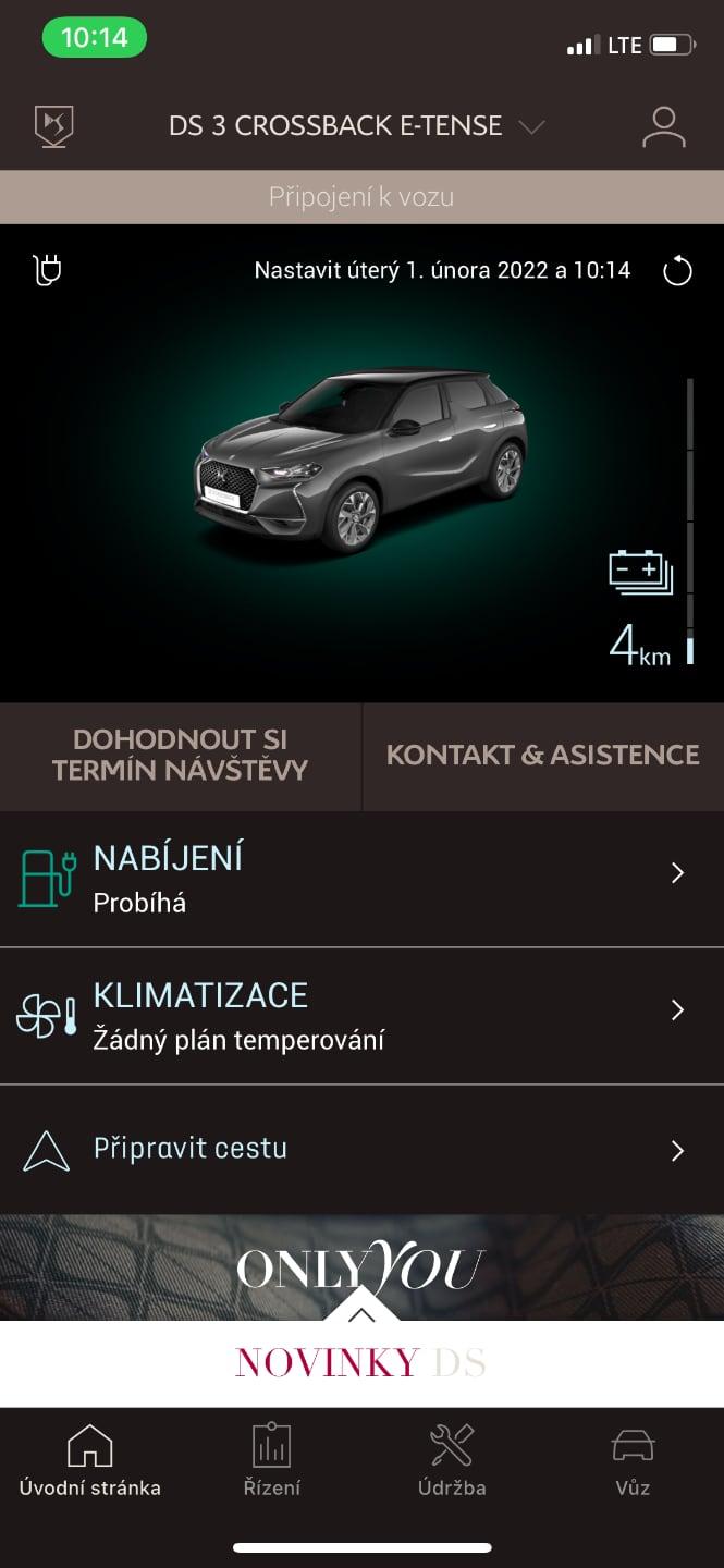 MyDS aplikace a nabíjení elektromobilu