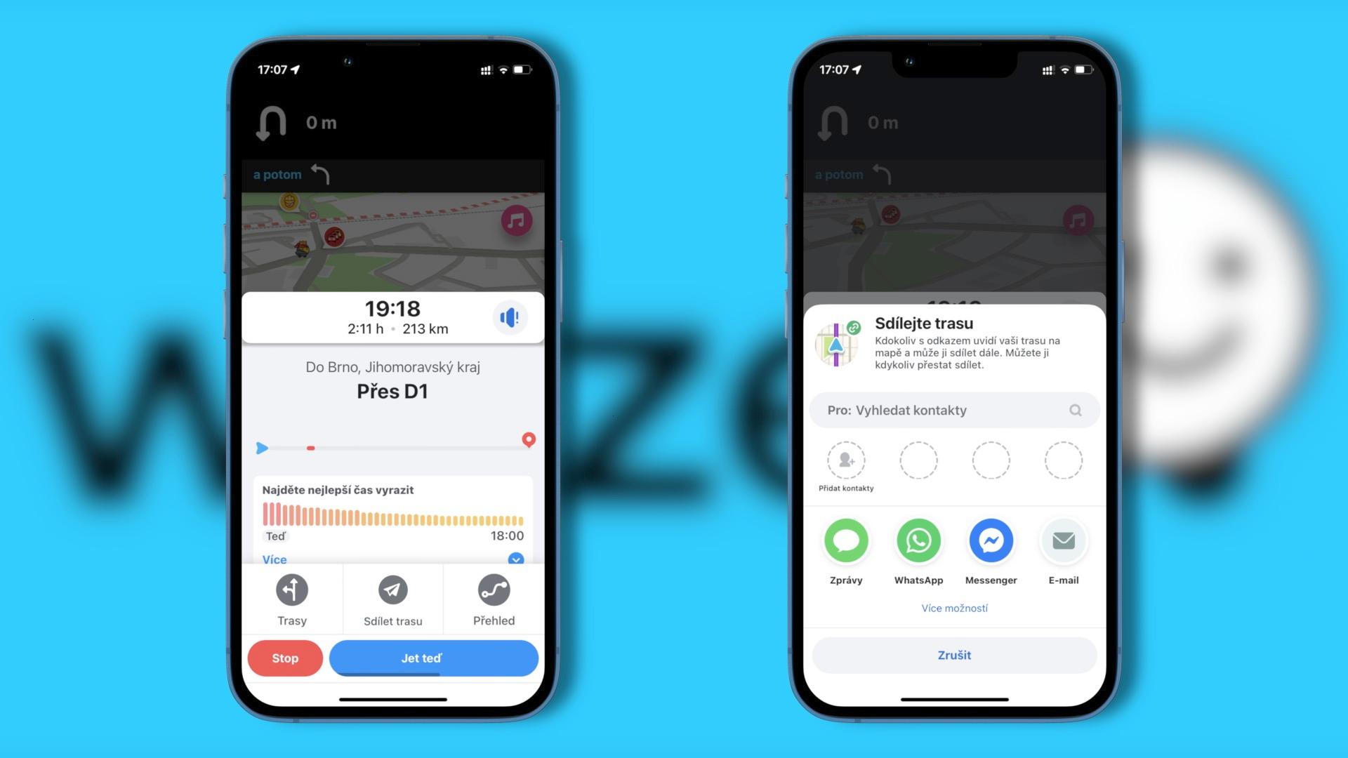 Sdílení příjezdu v aplikaci Waze