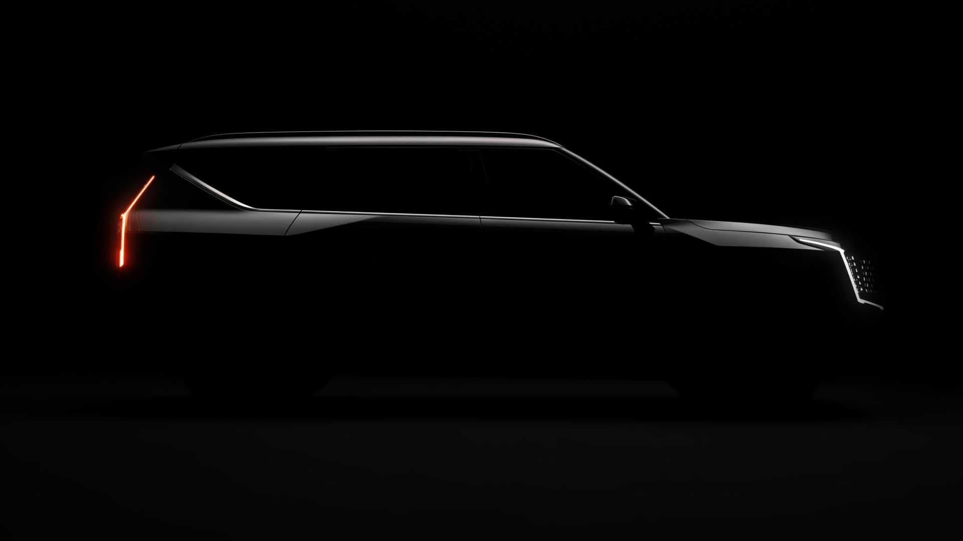 Silueta produkční verze SUV Kia EV9