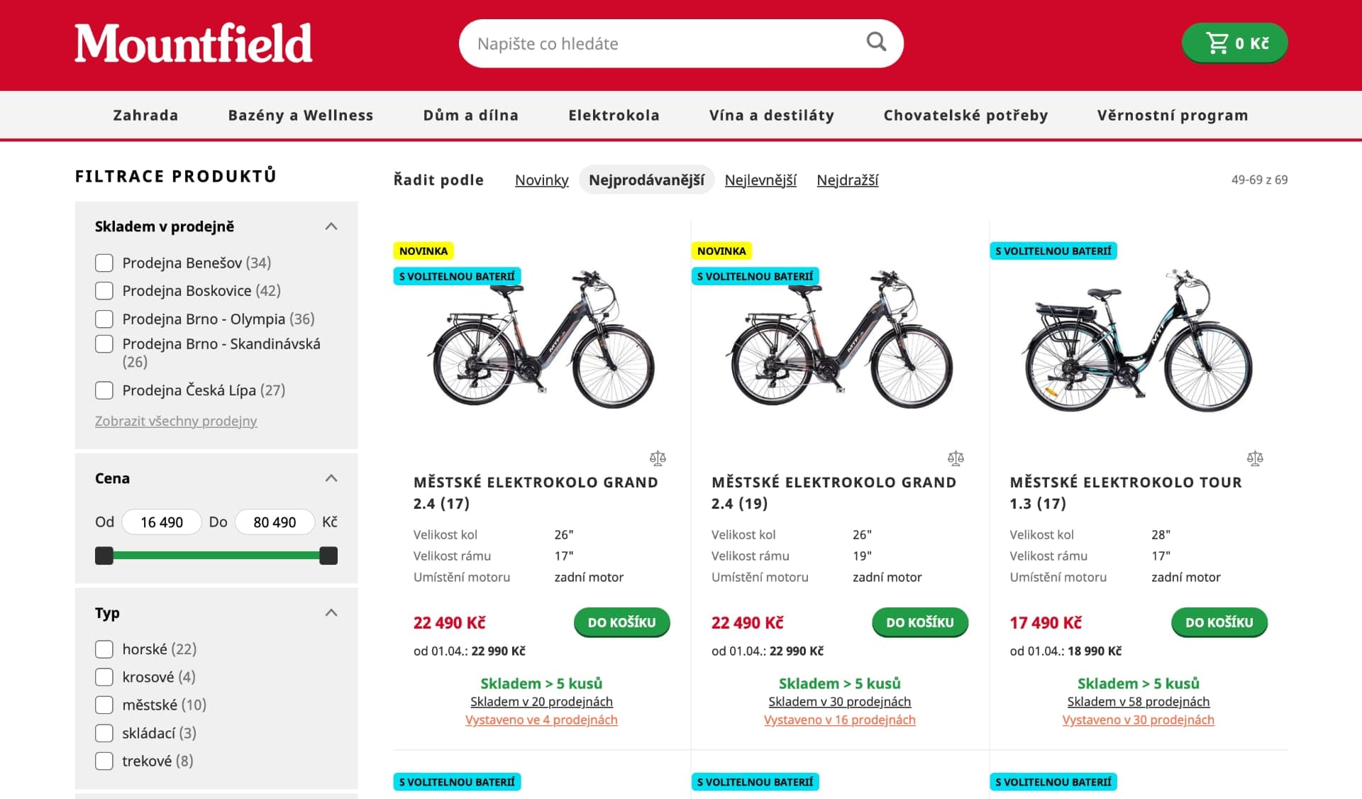Aktuální nabídka elektrokol u Mountfieldu