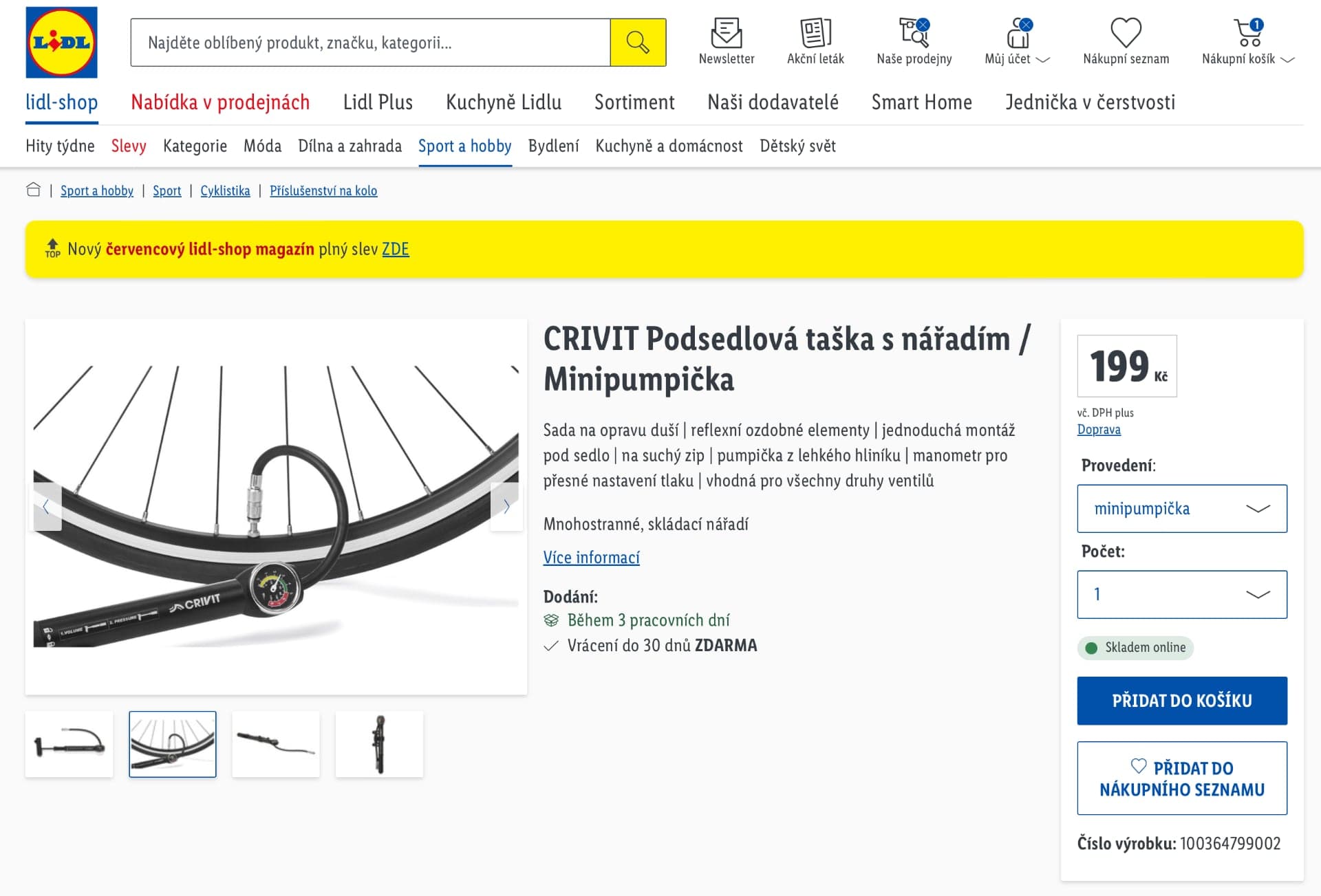 Crivit minipumpička Lidl