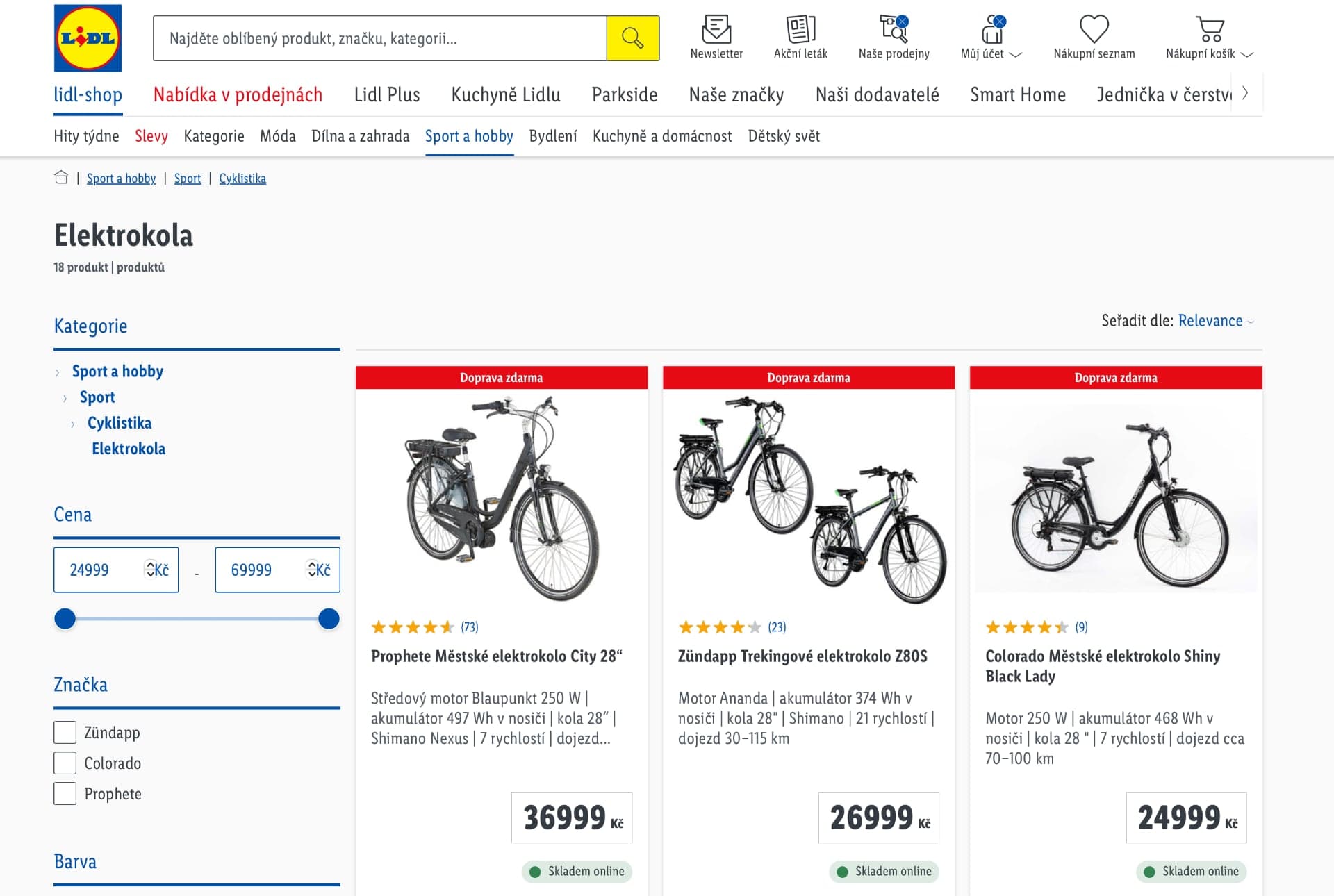 Výběr elektrokol z Lidl e-shopu