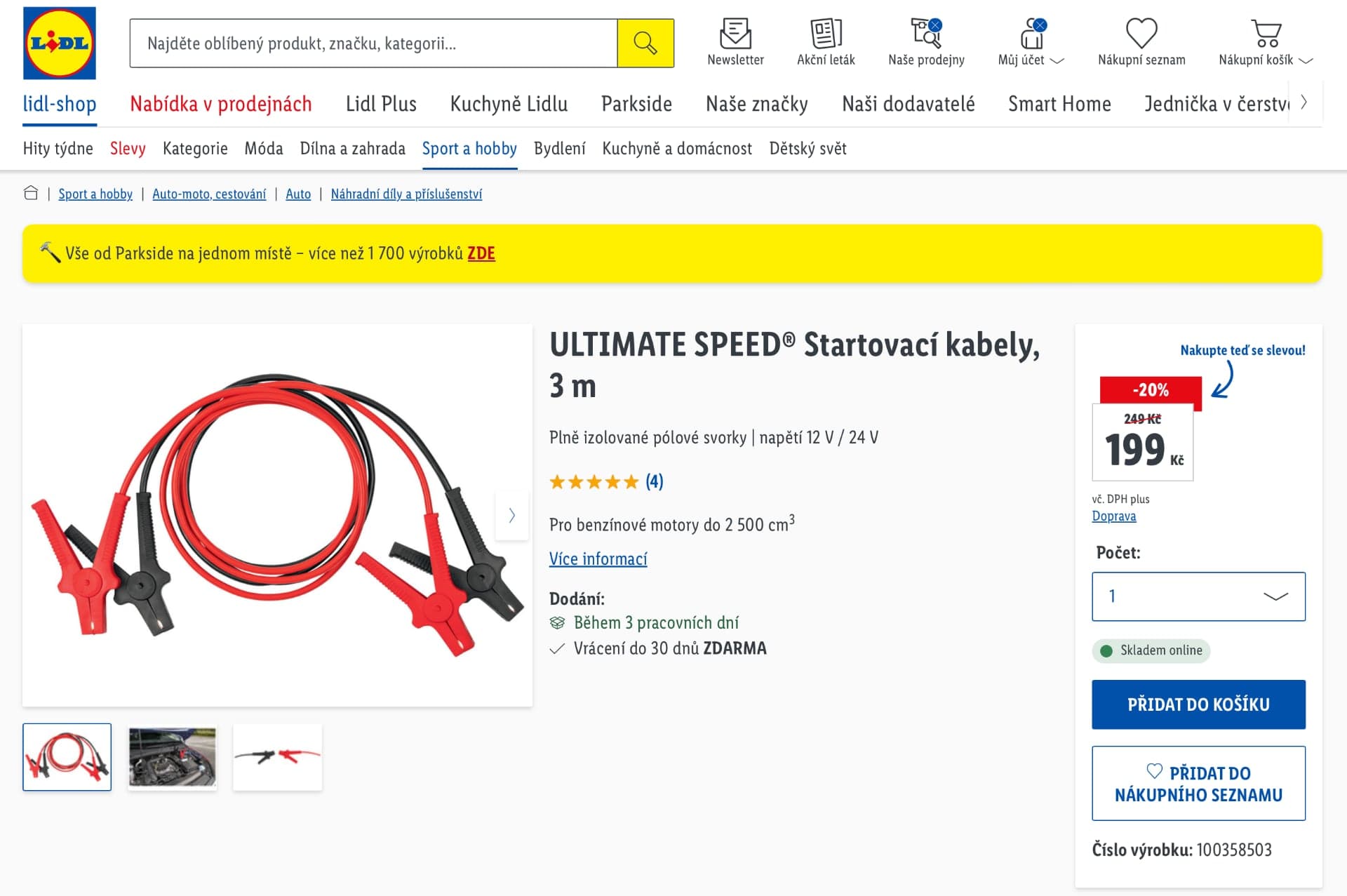 Startovací kabely Lidl Ultimate Speed