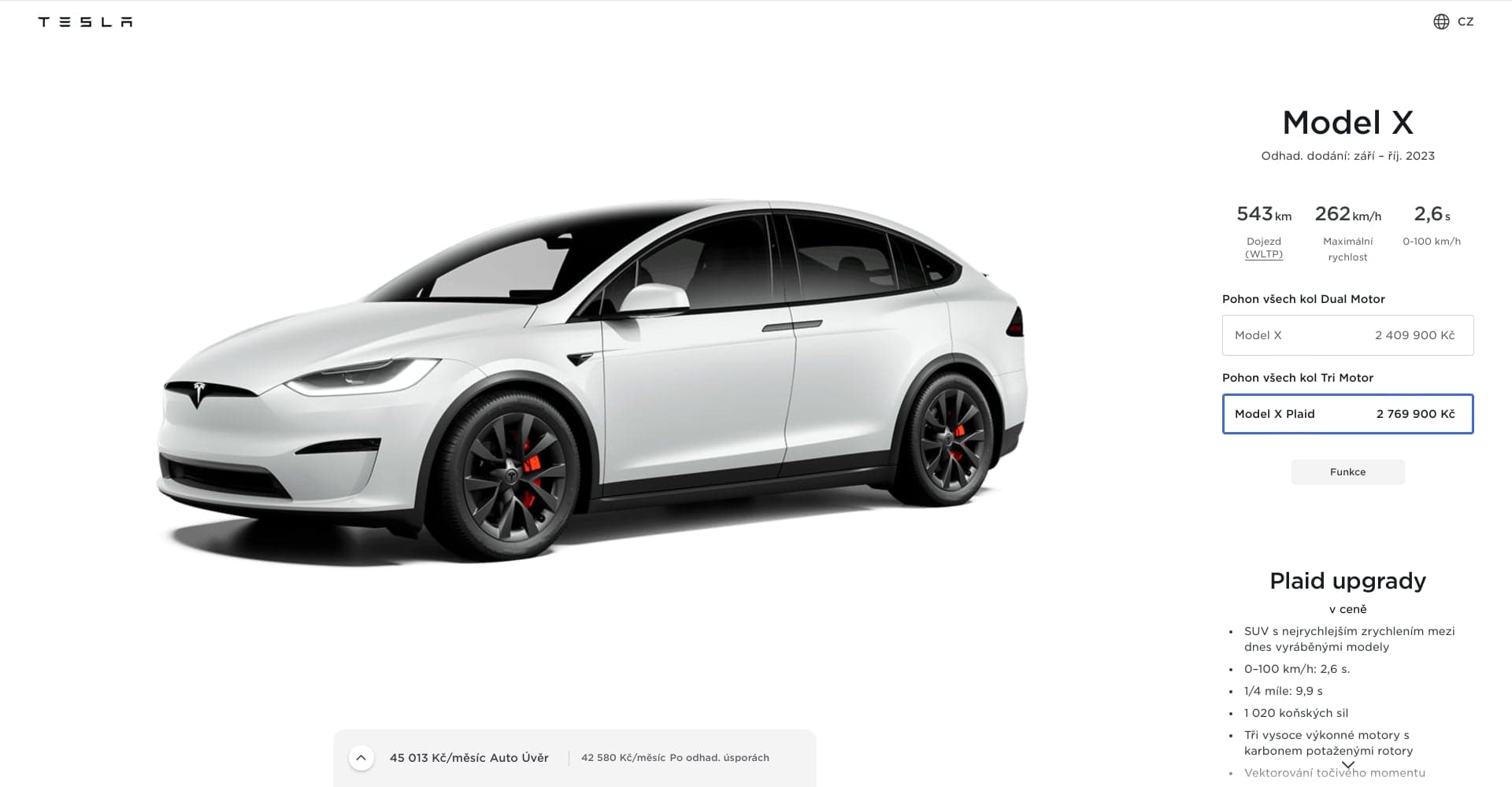 Tesla Model X ceník 2023