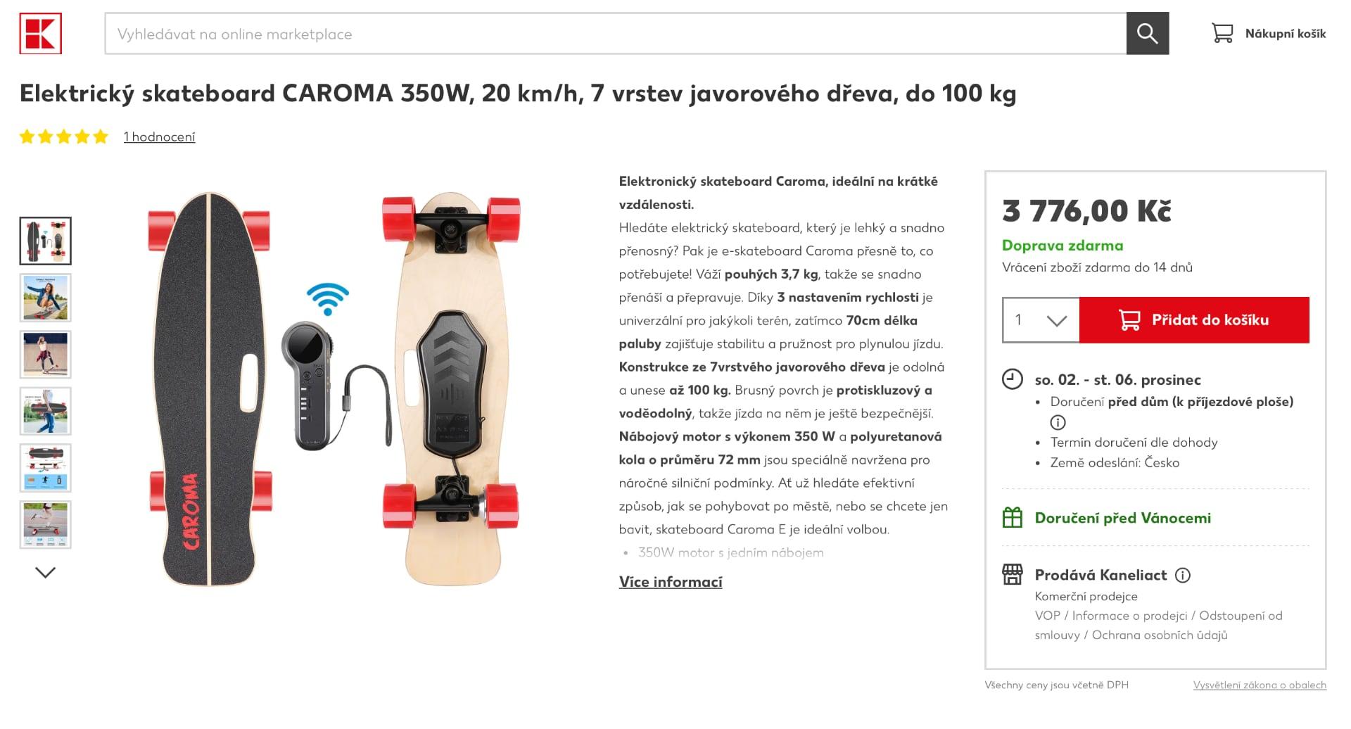 Kaufland prodává elektrický skateboard za super cenu