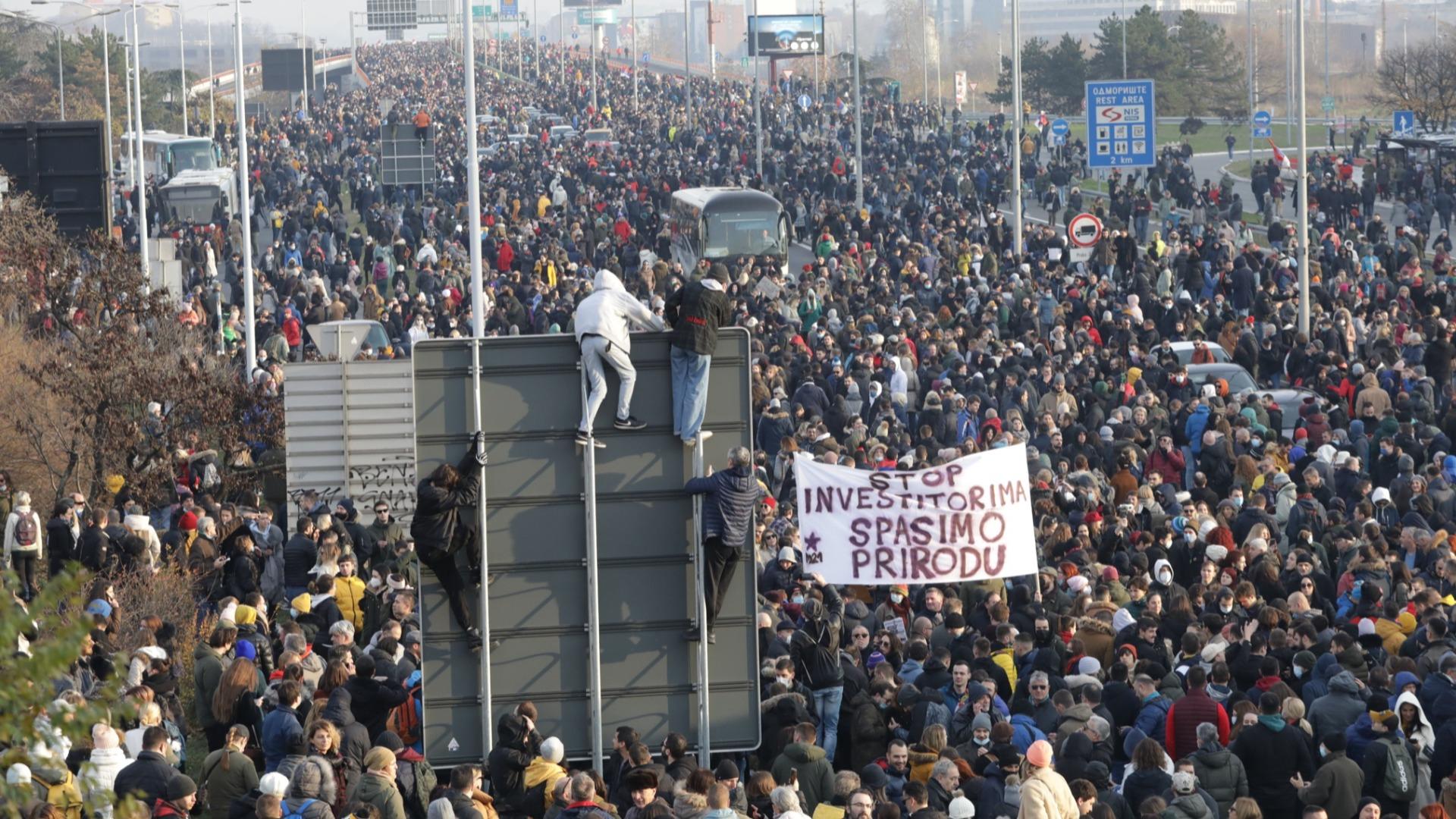 Srbsko lithium těžba protest