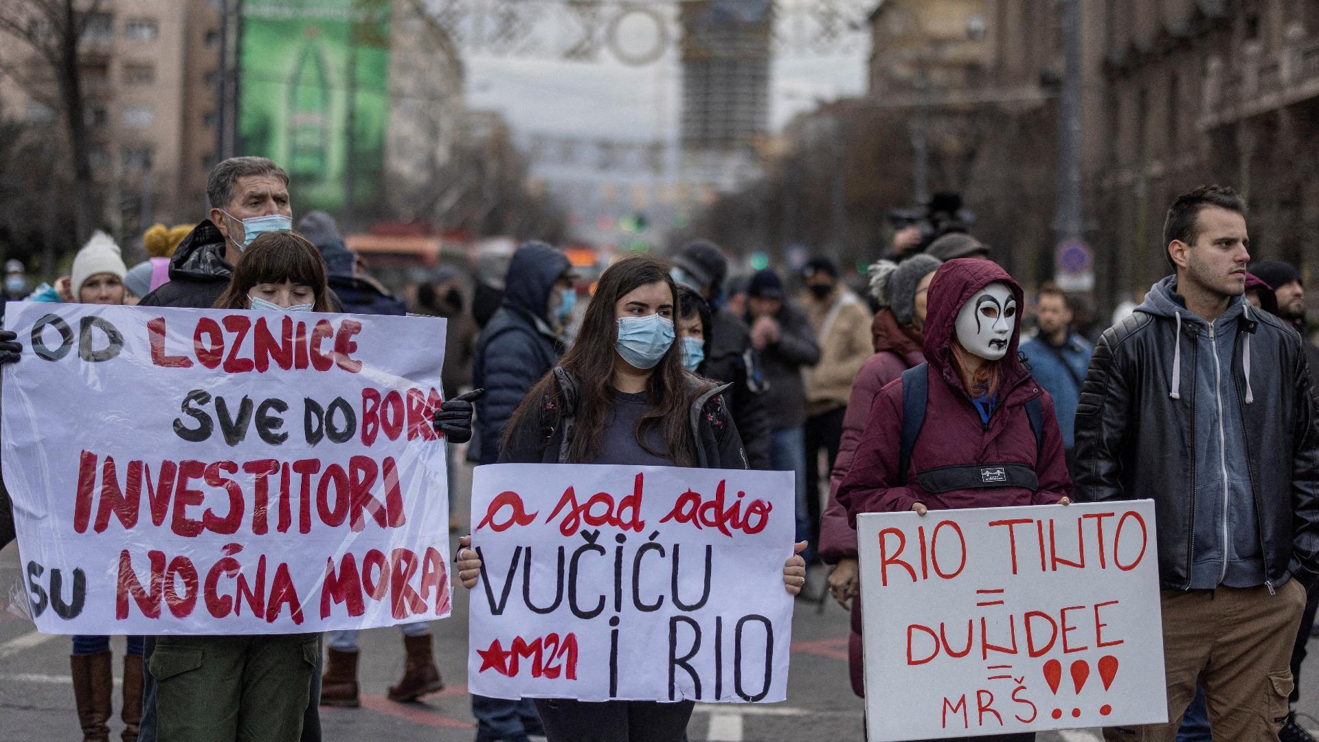 Srbsko lithium těžba protest