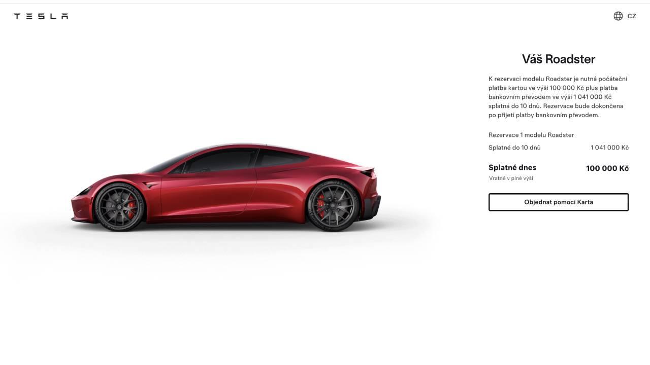 Tesla Roadster nové generace, předobjednávky