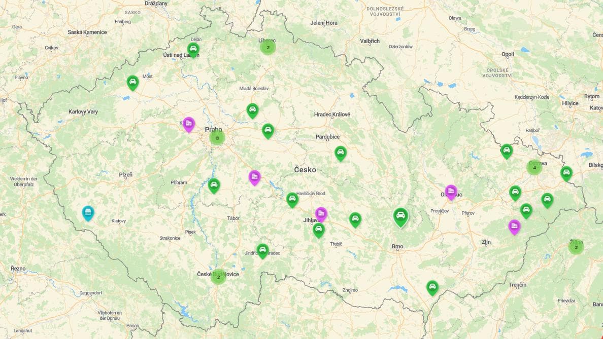 Komunitní mapa Vyzkoušej elektromobil | foto: Matouš Vrchota