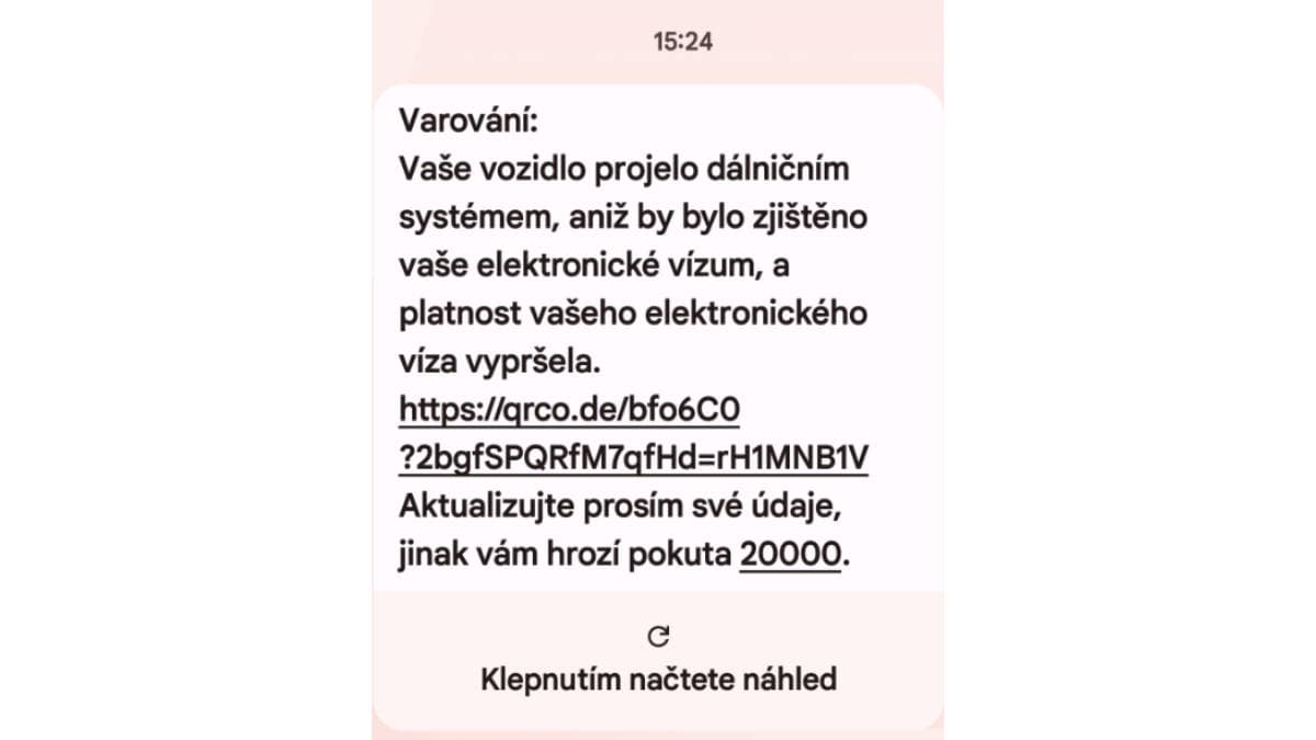 Podvodná SMS za neoprávněnou jízdu po českých dálnicích | foto: Ministerstvo dopravy