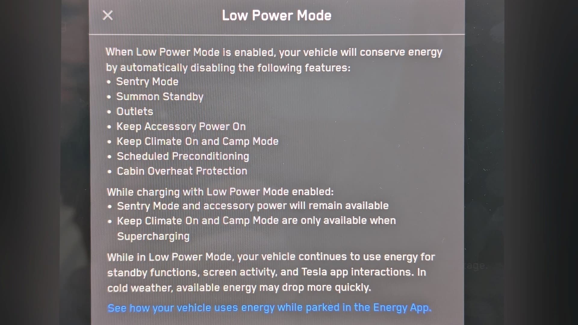 Tesla má nový Low Power Mode | foto: Wes / sociální síť X