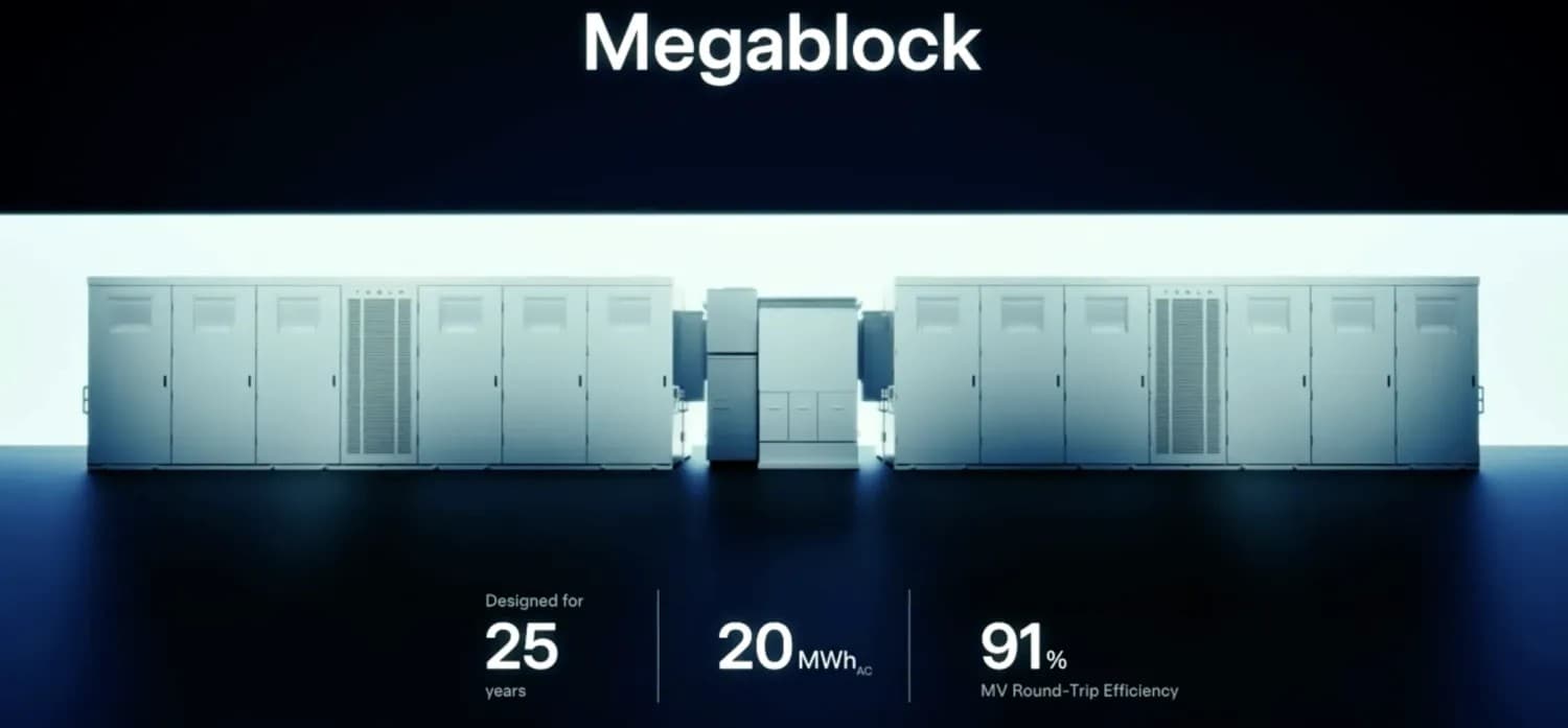 Megablock integruje Megapack 3 s transformátory a rozvaděči