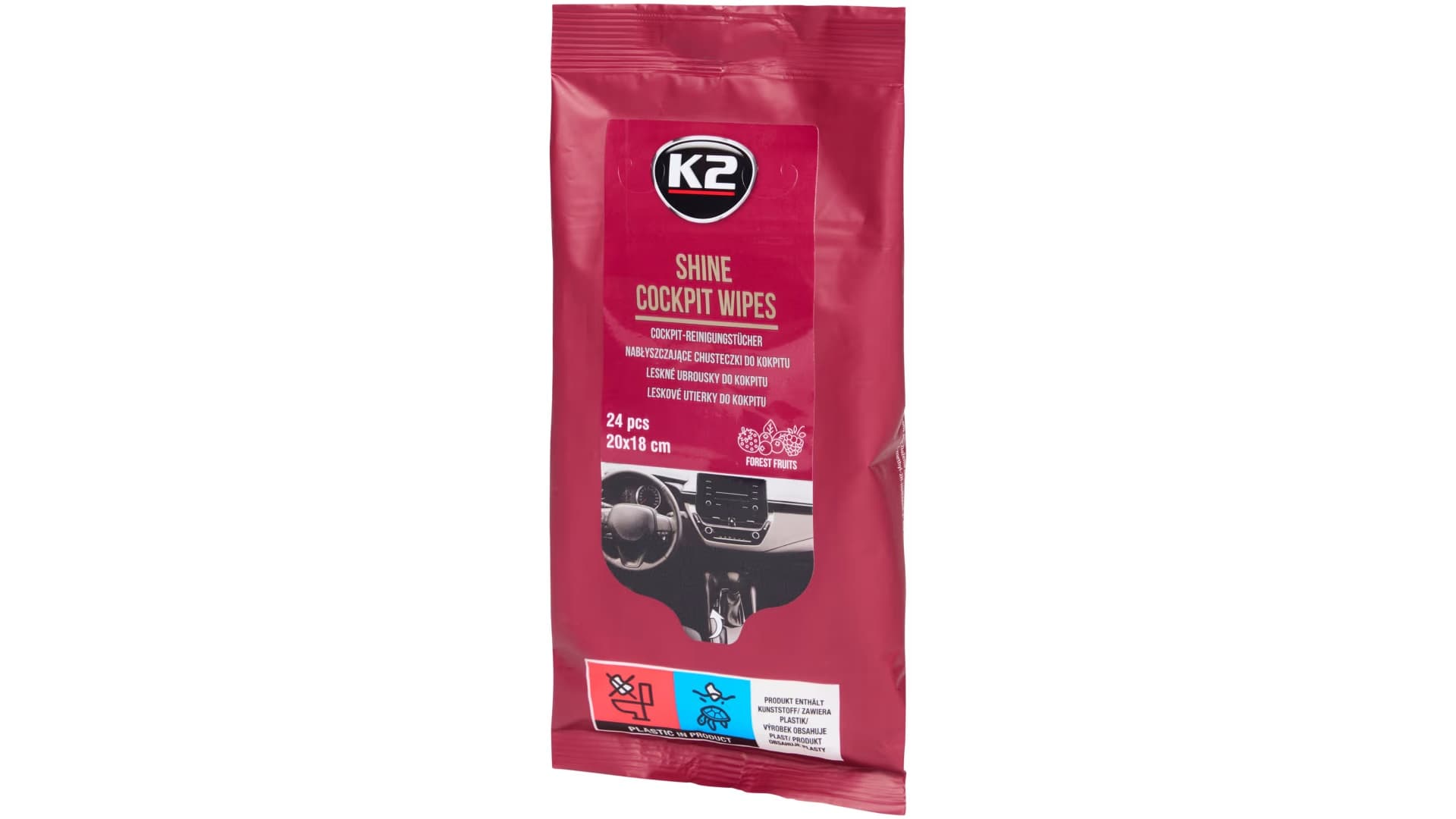 Vlhčené ubrousky K2 pro čištění plastů v kabině | Zdroj: Action