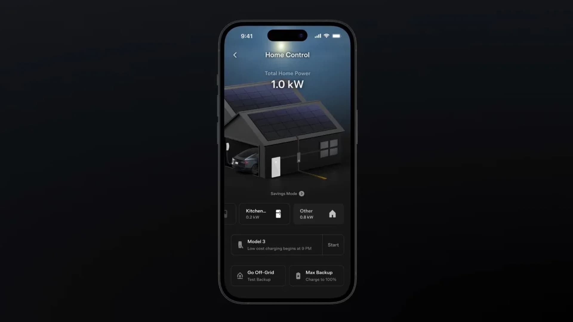 Aplikace pro energetickou správu domácností Tesla Home | Zdroj: Tesla