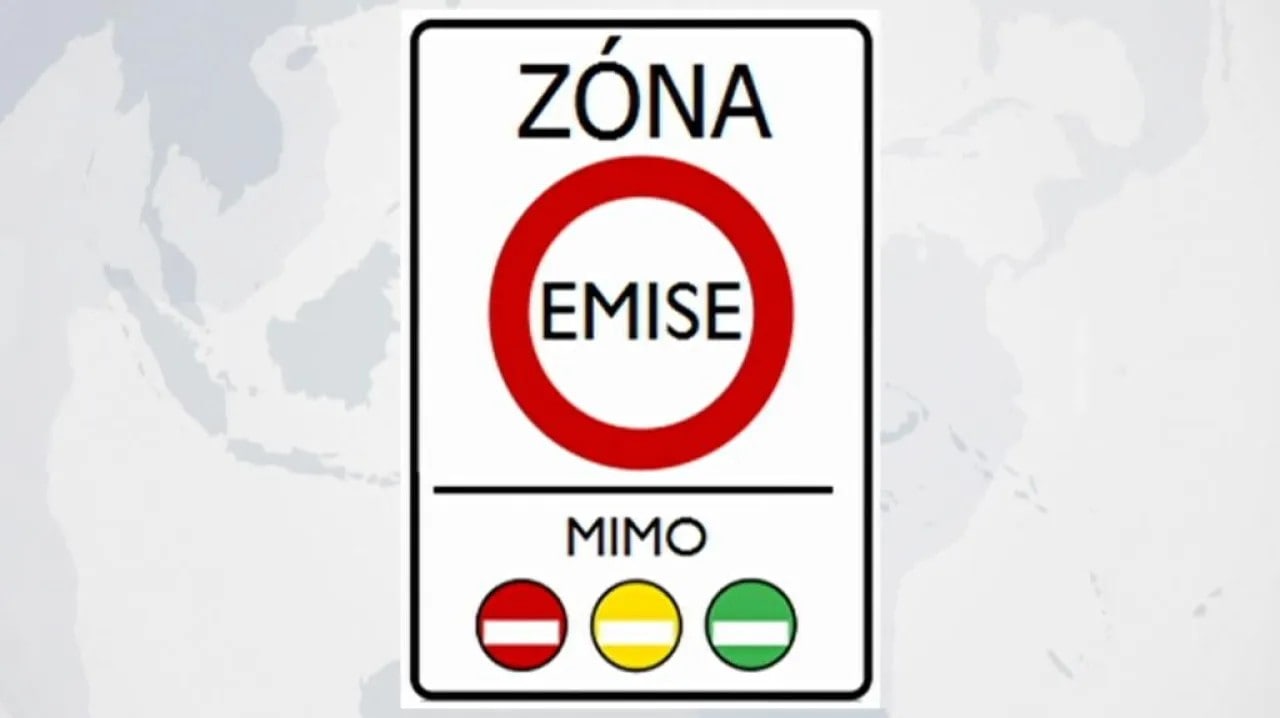 Značka EMISNÍ ZÓNA označuje oblast, ve které je stanovena nízkoemisní zóna podle zvláštního právního předpisu | Zdroj: ČT24