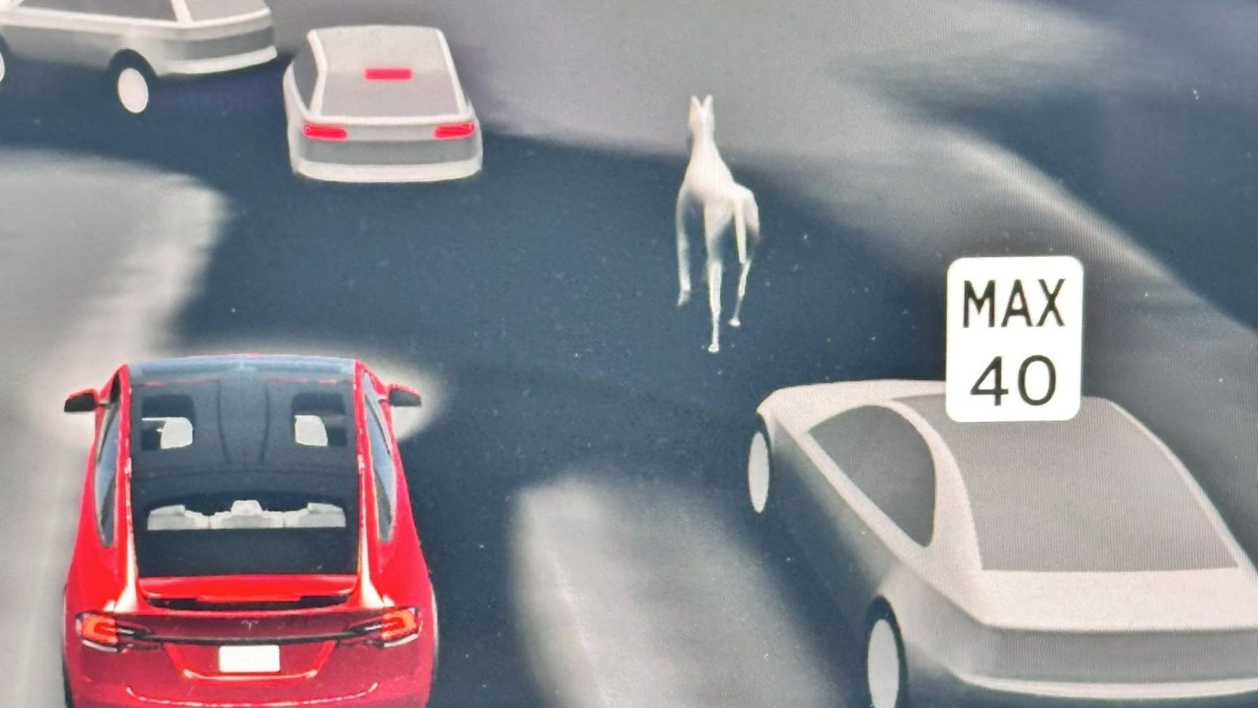 Tesla přidala do FSD 3D model koně | Zdroj: Scotty4Scott / sociální síť X