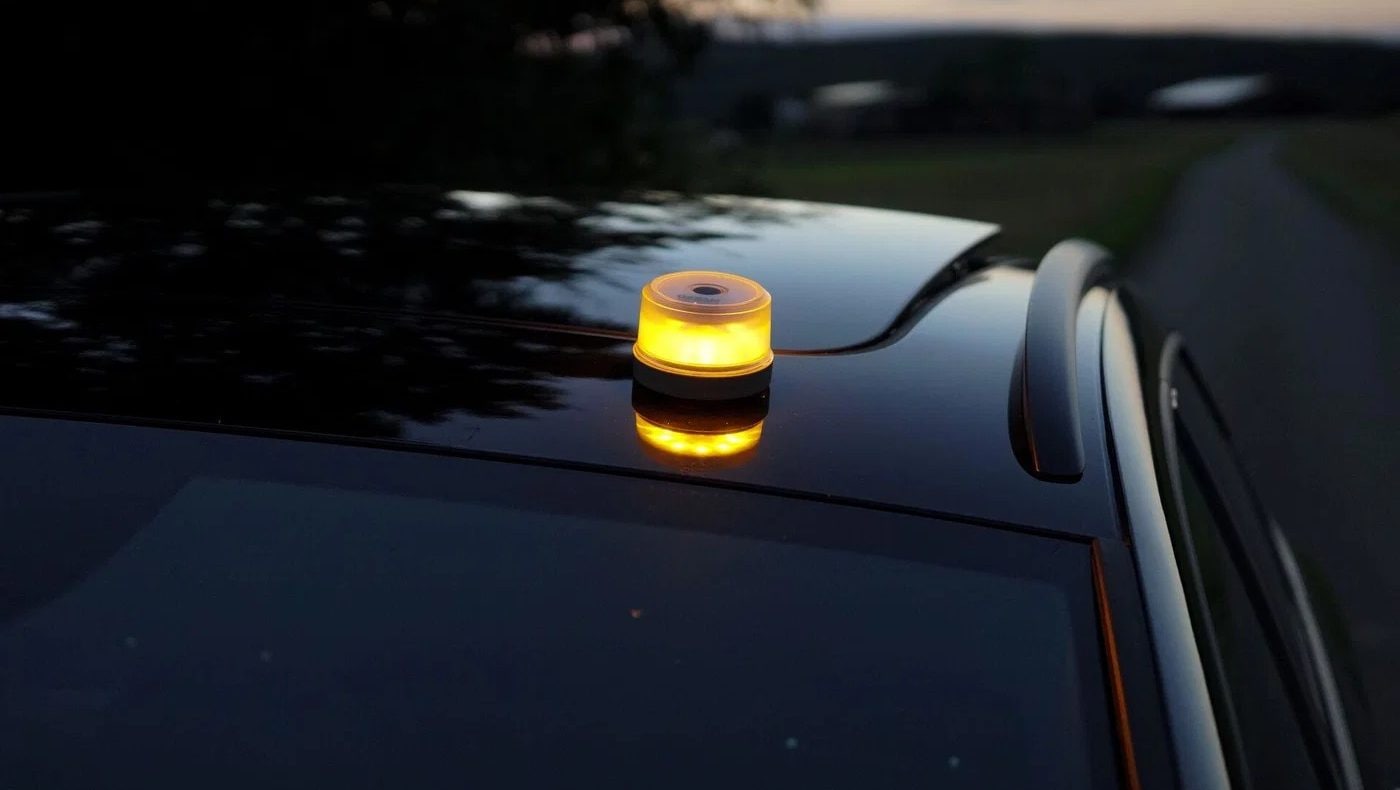 Kompaktní výstražný maják, který v krizové situaci výrazně zvyšuje viditelnost vozidla a pomáhá upozornit ostatní řidiče na nebezpečí | Zdroj: Alza