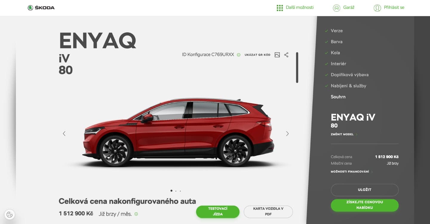 Škoda Enyaq iV a konfigurace vozu