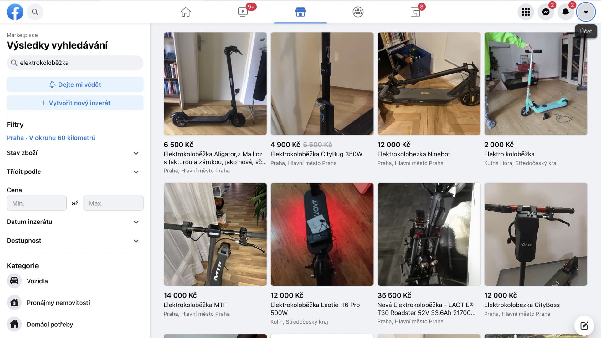 Facebook Marketplace a prodej elektrokoloběžek