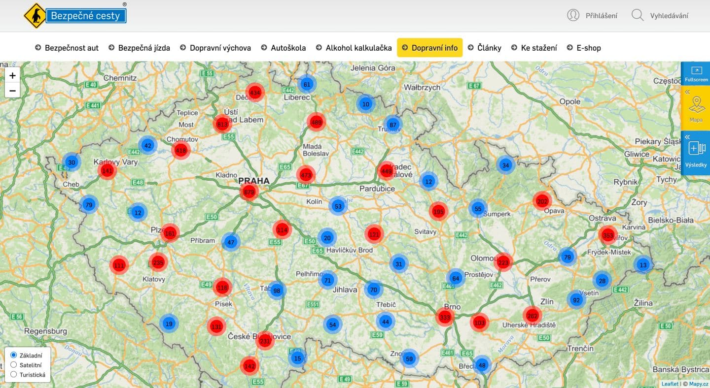 Mapa míst, kde probíhá Speed Marathon 2022