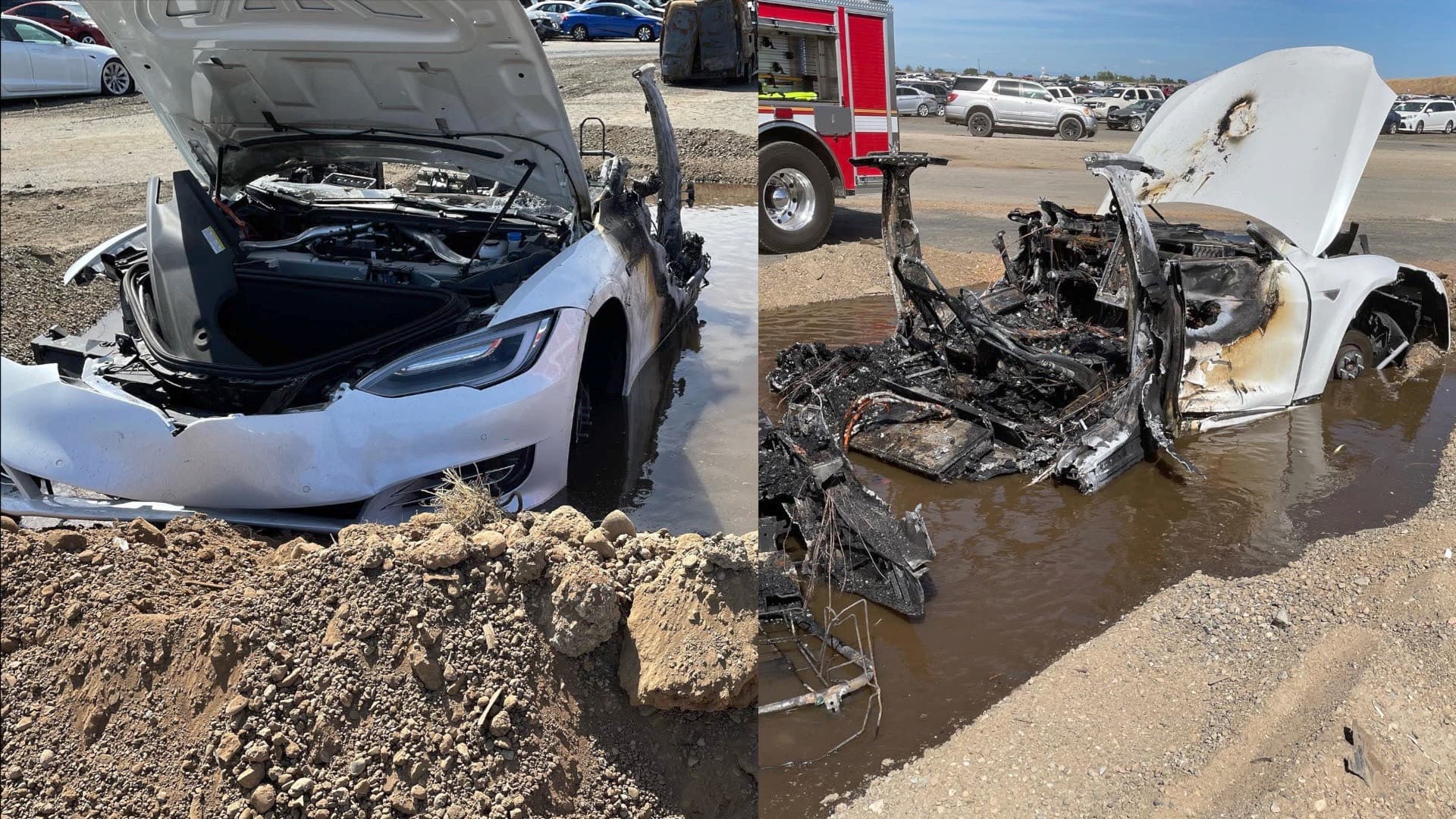 Ohořelá Tesla Model S