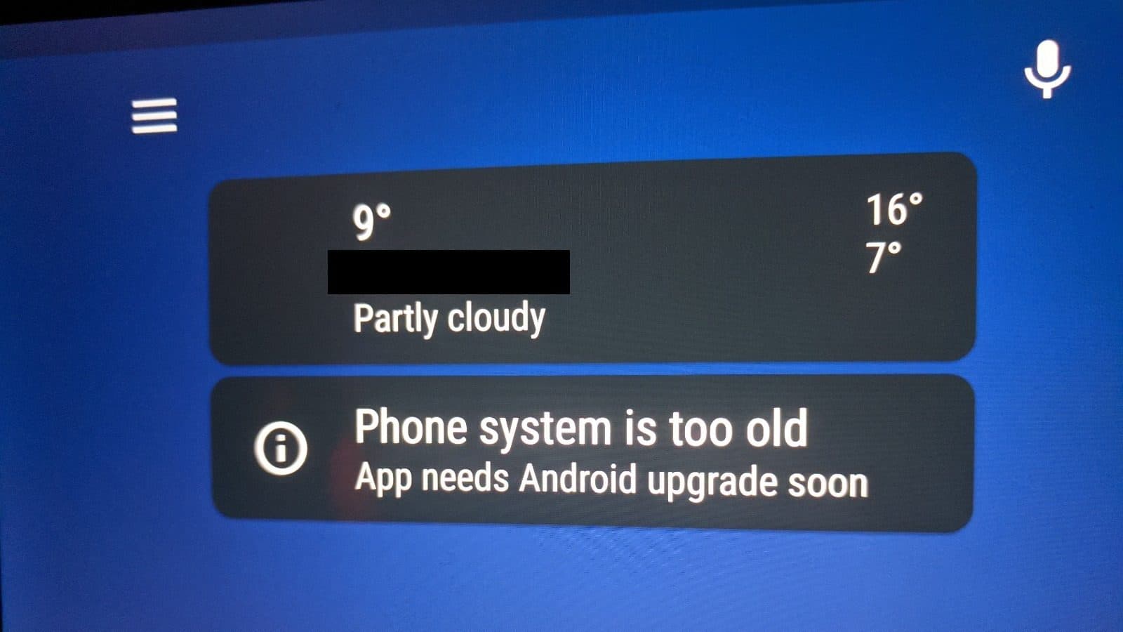 Zobrazovaná hláška u starších telefonů se systémem Android