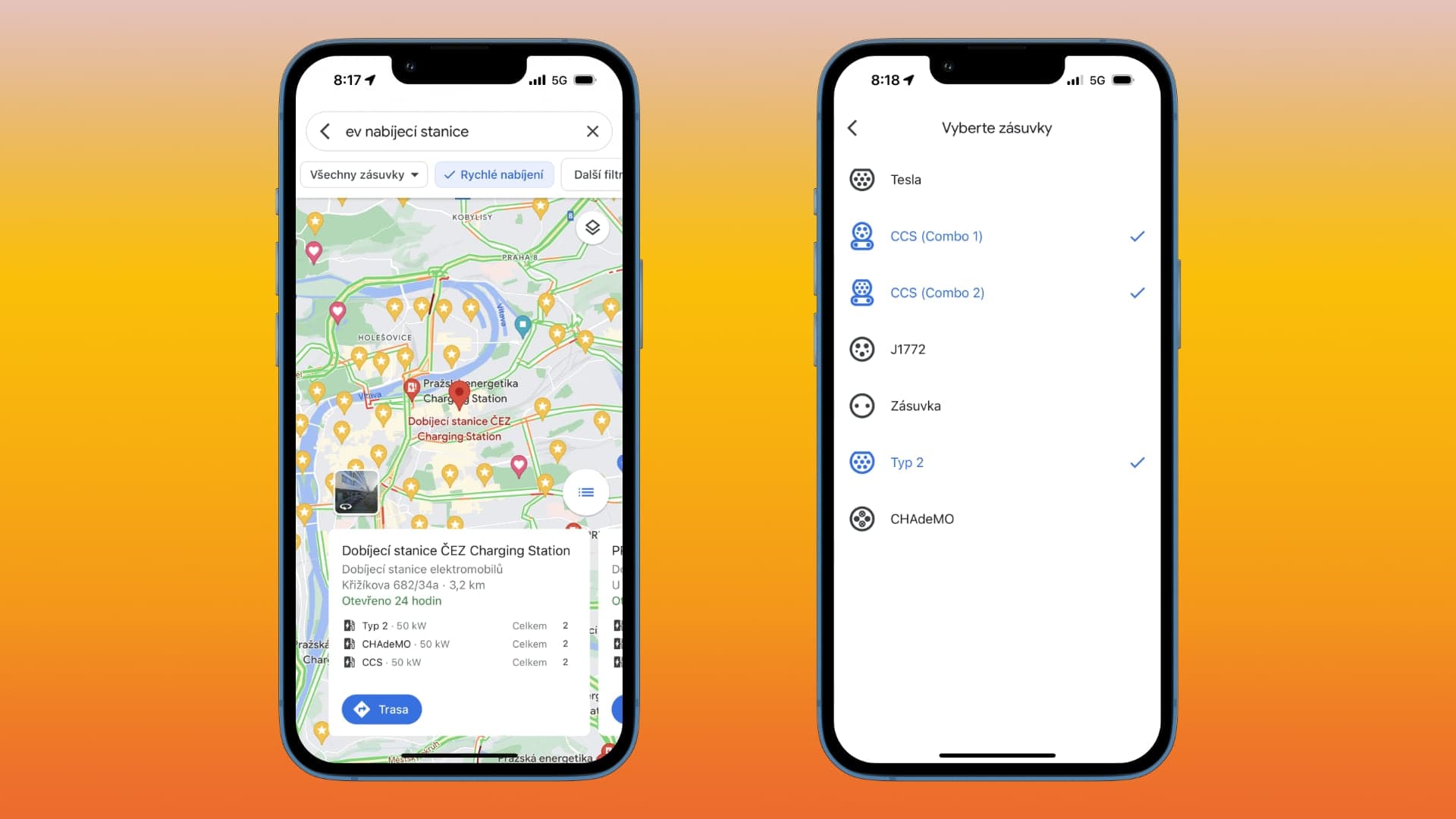 Jak vyhledat (rychlo)nabíjecí stanice pro elektromobily přes Google Mapy? Je to jednoduché | foto: vlastní
