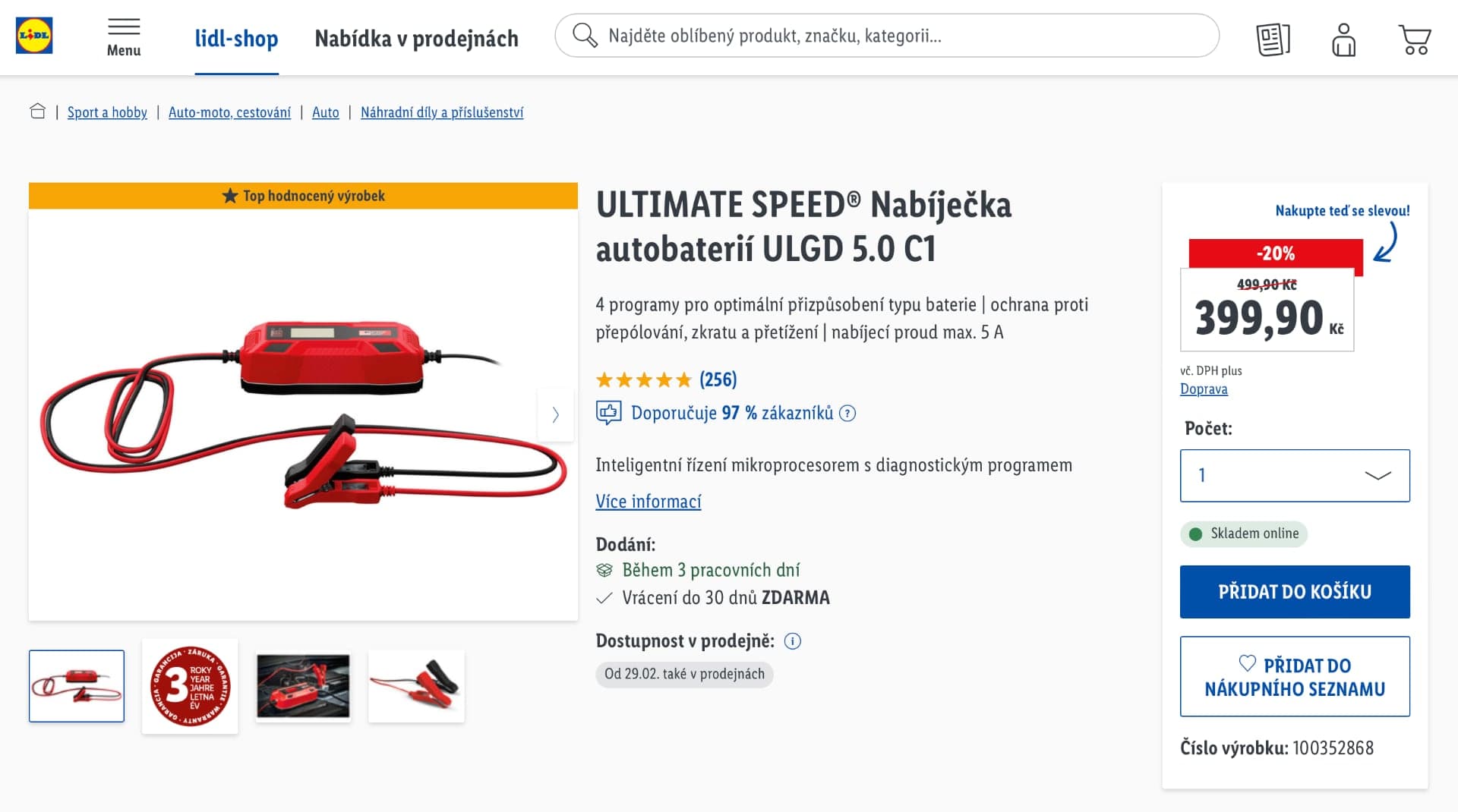 Lidl nabíječka autobaterií Ultimate Speed ULGD 5.0 C1