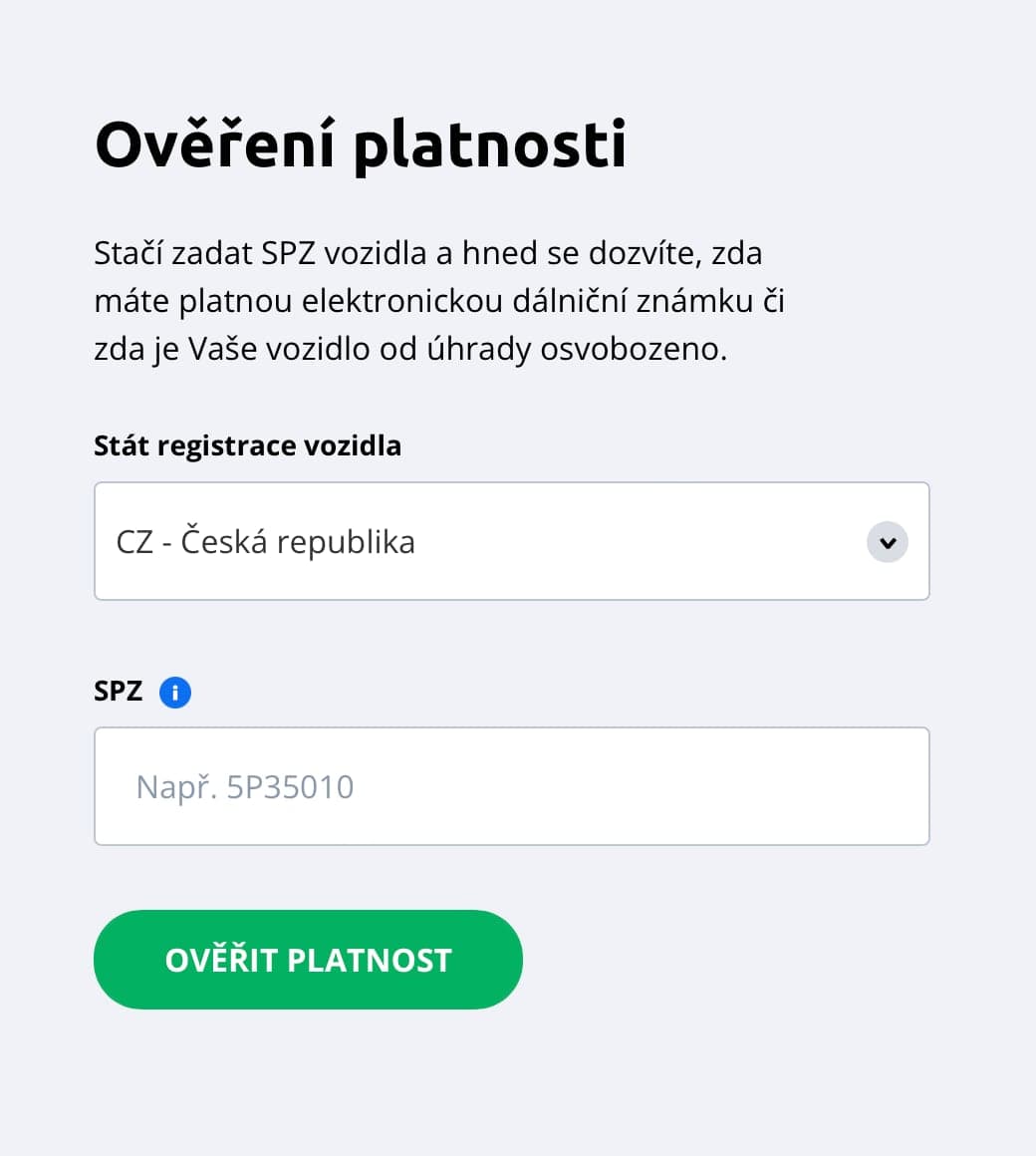 Dálniční známka a ověření platnosti