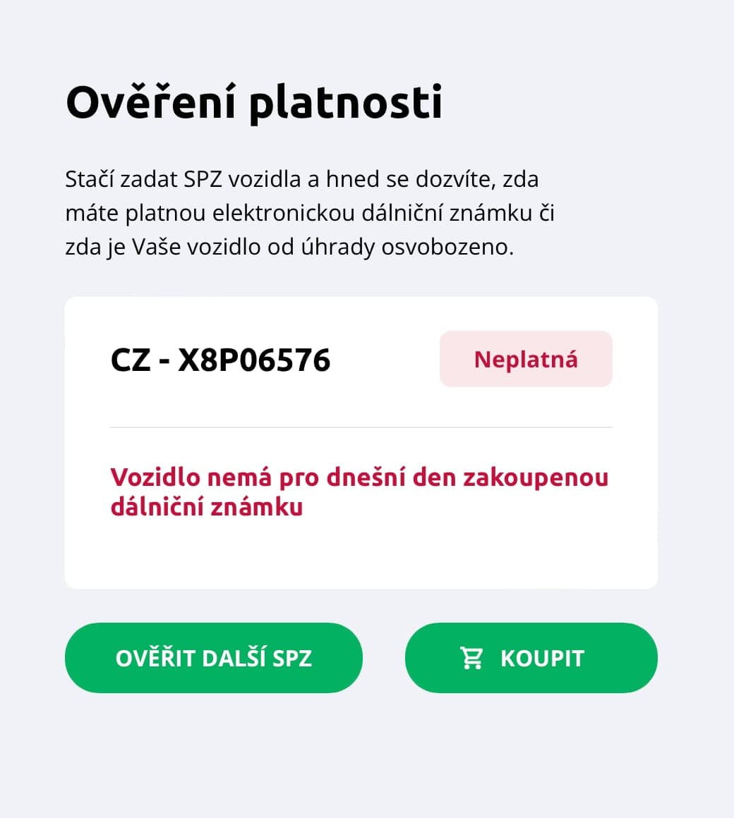 Neplatná dálniční známka