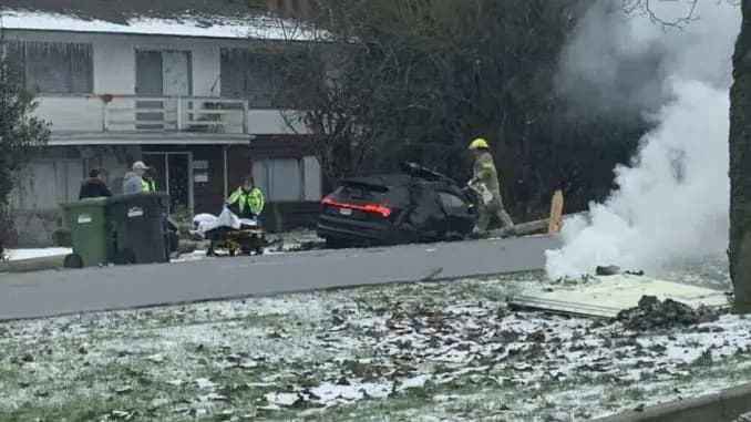 Baterie Audi e-tron při nehodě vystřelila z vozidla