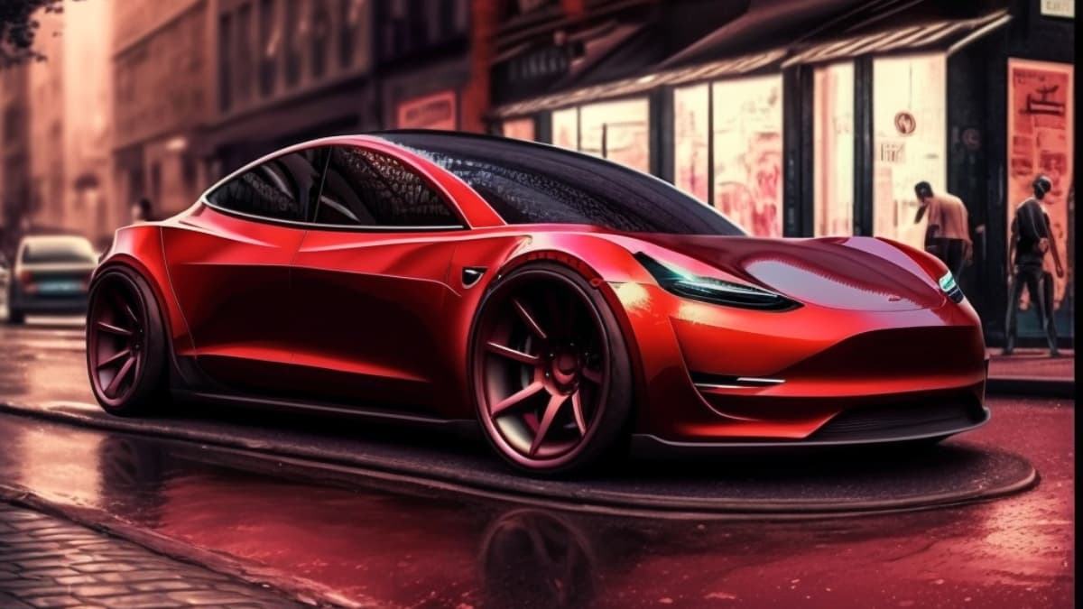 Tesla elektromobil Midjourney
