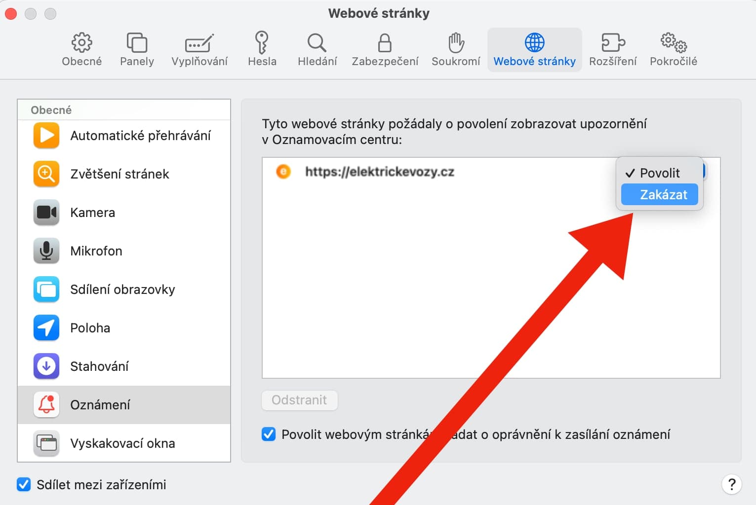 Jak vypnout notifikace u Apple Safari