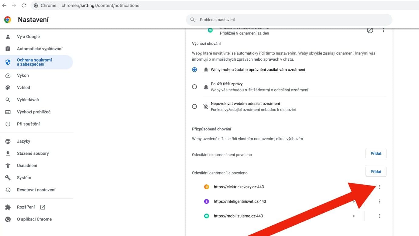 Jak vypnout notifikace u Google Chrome