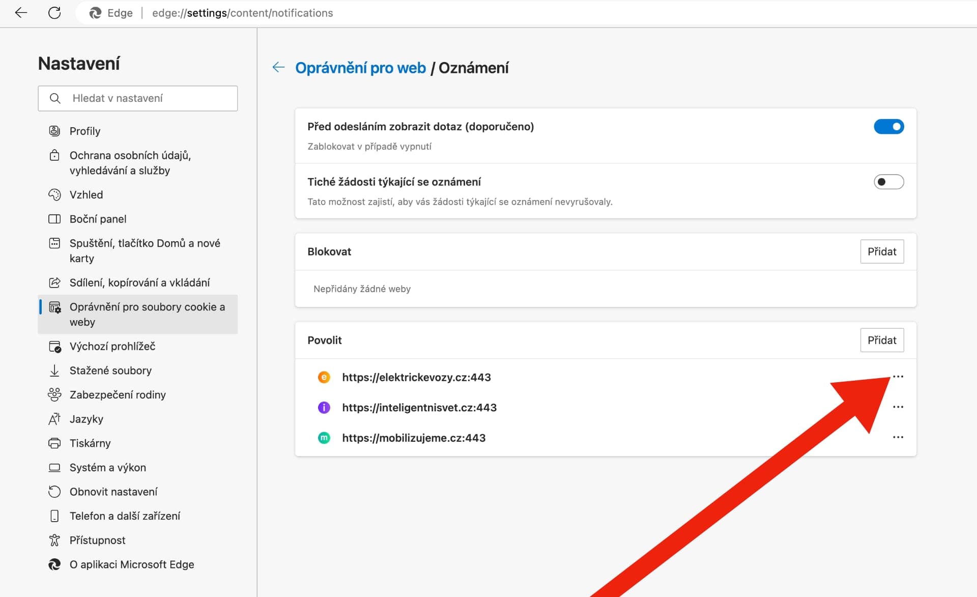 Jak vypnout notifikace u Microsoft Edge
