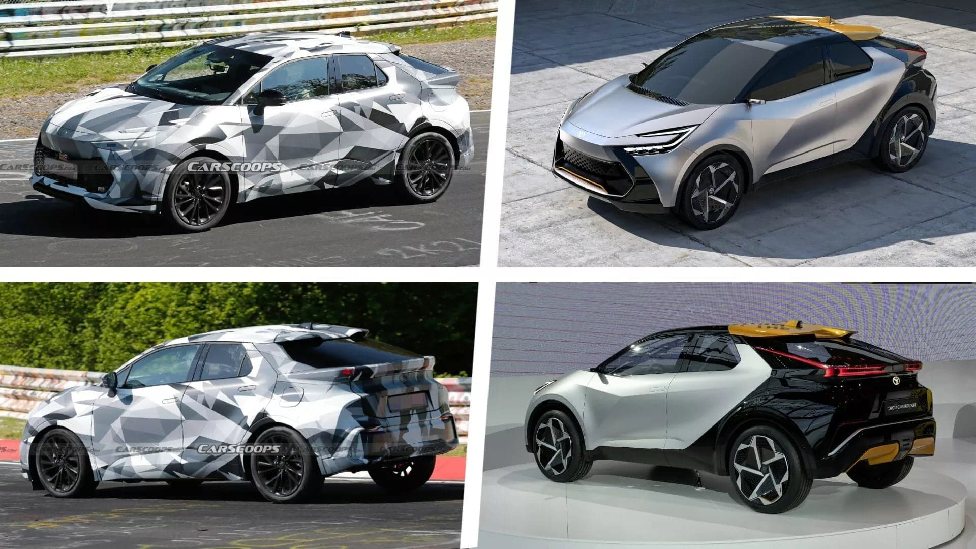 Toyota C-HR (2024), vlevo vs Toyota Prologue koncept, vpravo
