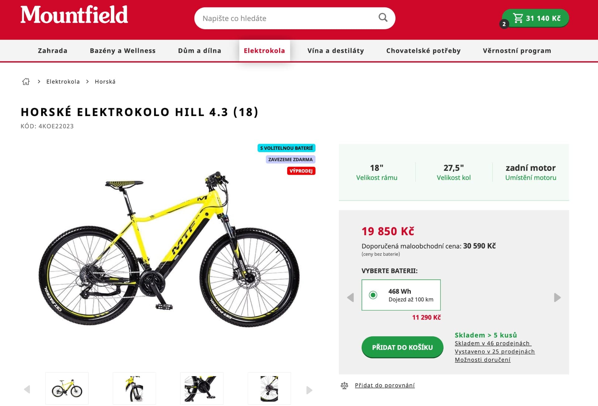 Výprodej elektrokola na e-shopu Mountfield