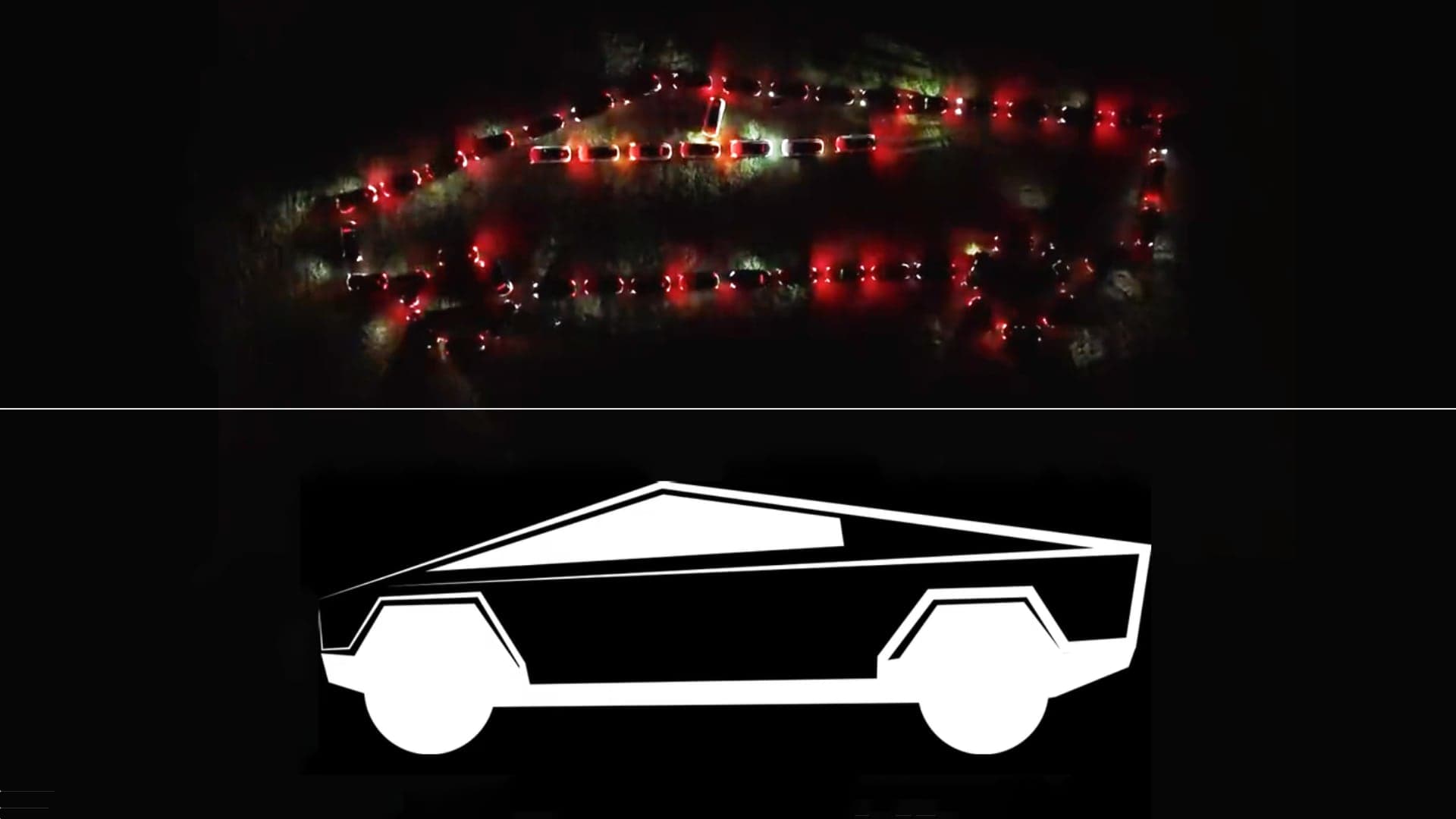 Světelná show Tesla Cybertruck