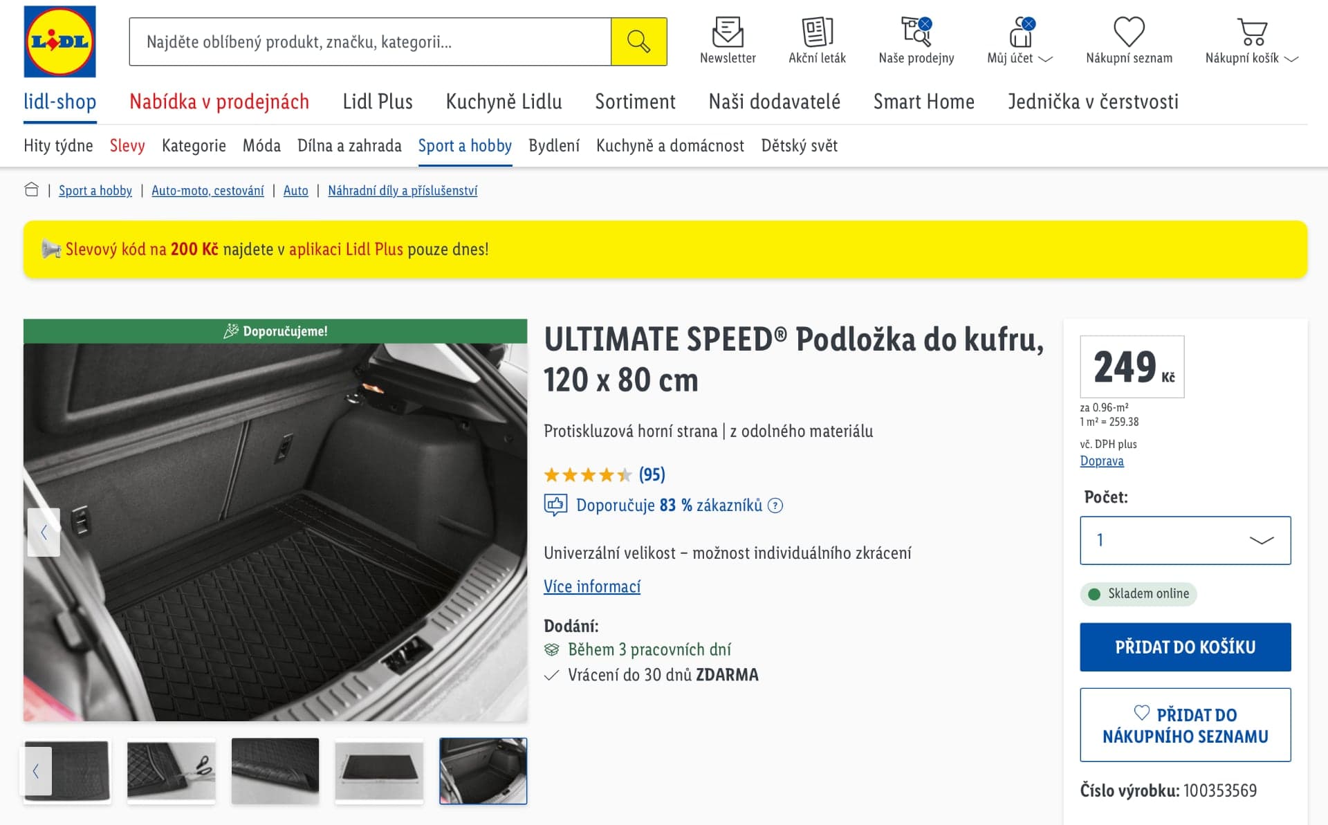 Lidl Ultimate Speed podložka do kufru