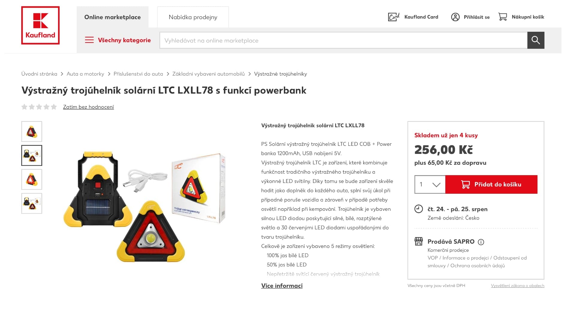 Výstražný trojúhelník z e-shopu Kauflandu