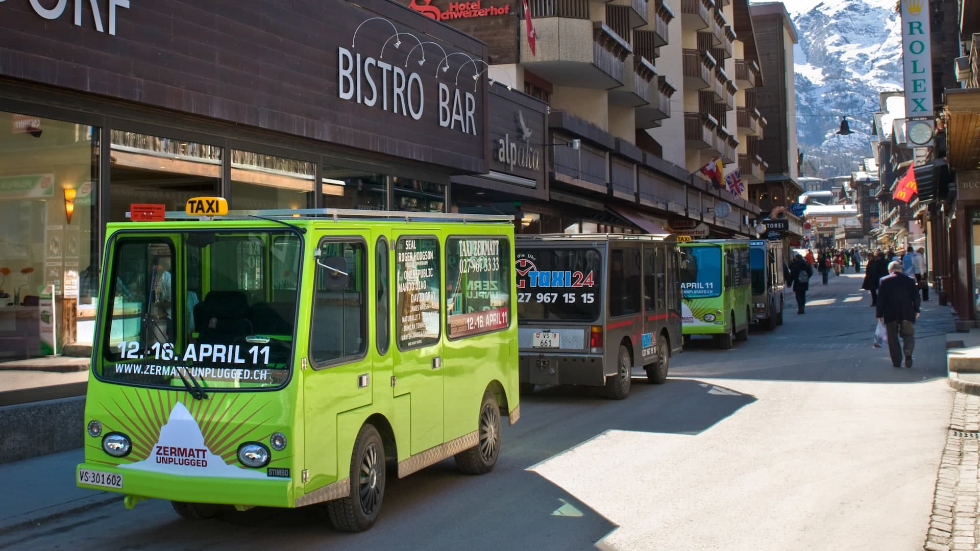 Elektrické taxi ve švýcarském Zermattu