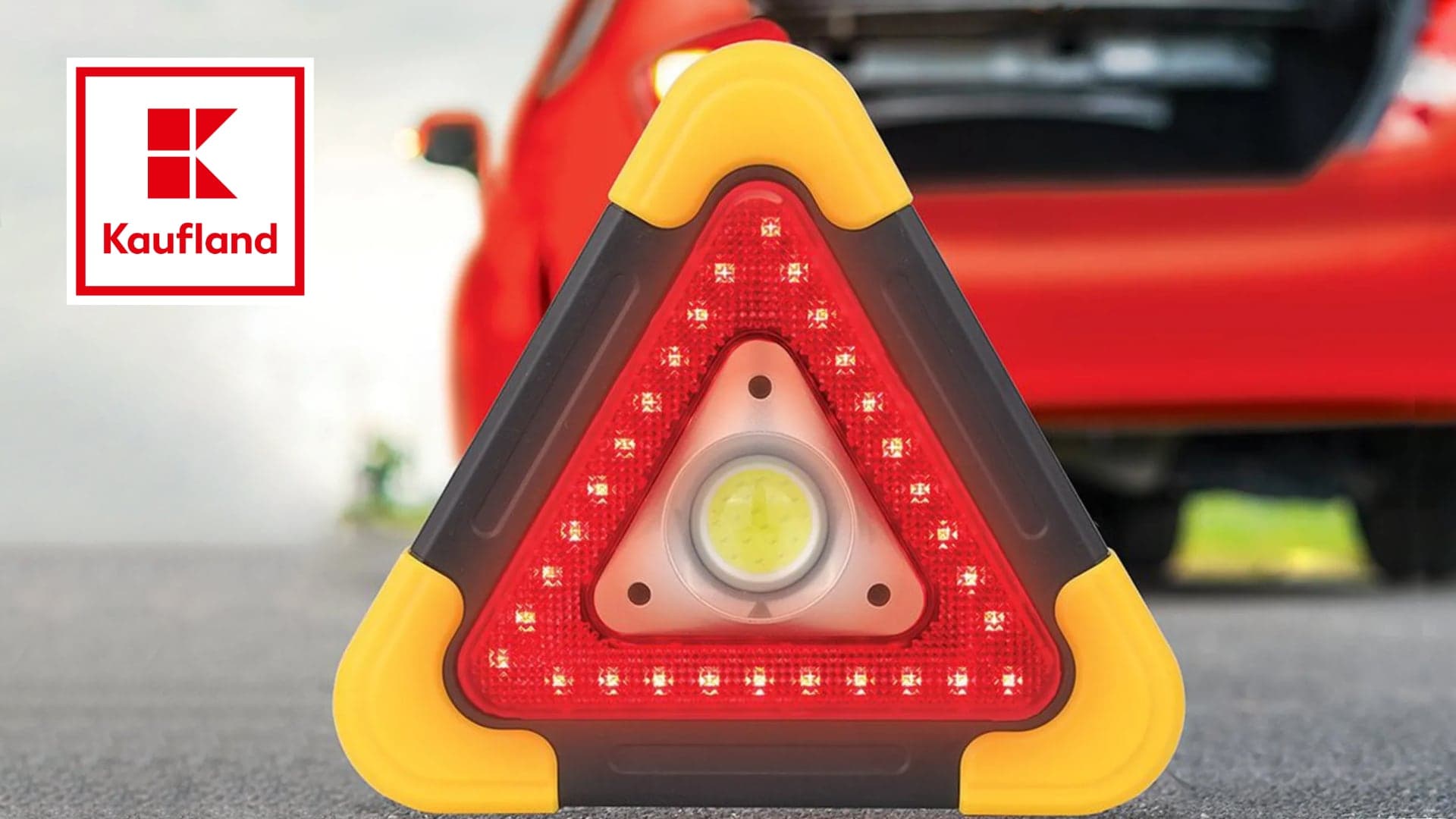 Kaufland prodává vylepšený svítící výstražný trojúhelník do auta za pár korun