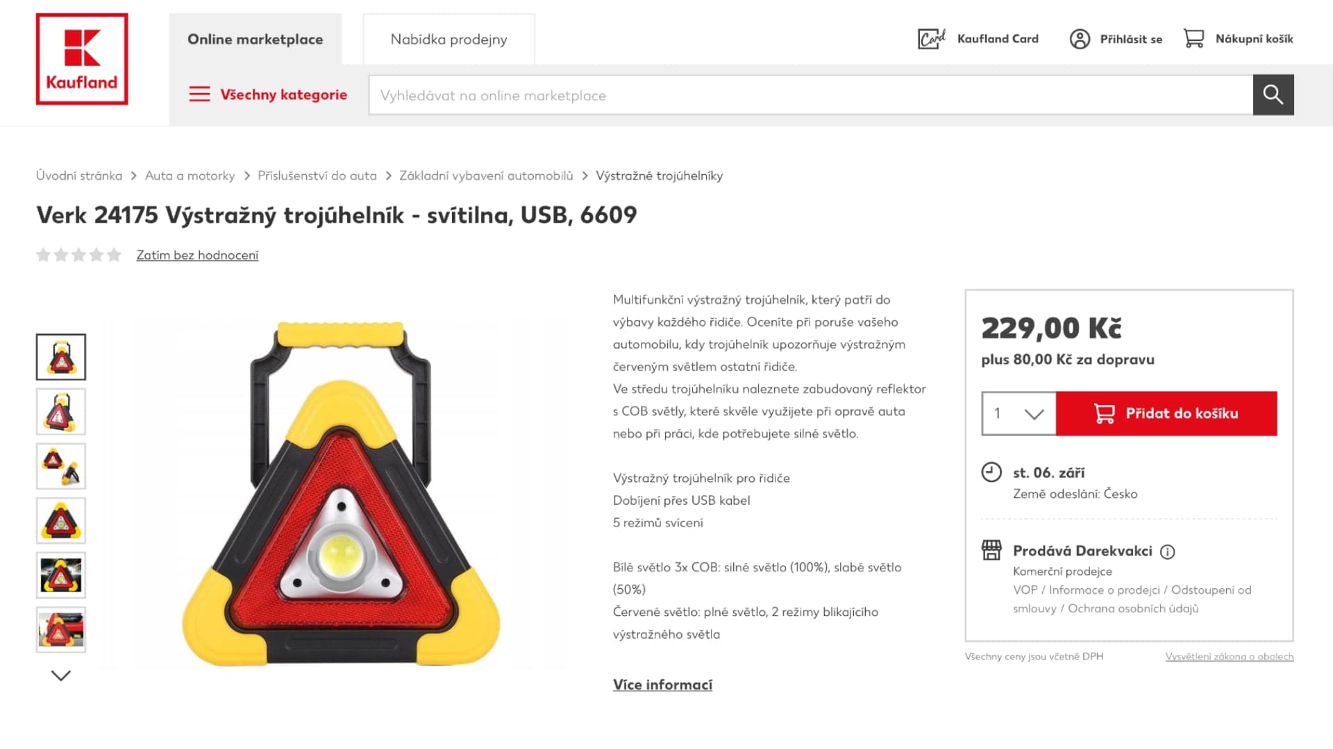 Multifunkční výstražný trojúhelník z e-shopu Kaufland